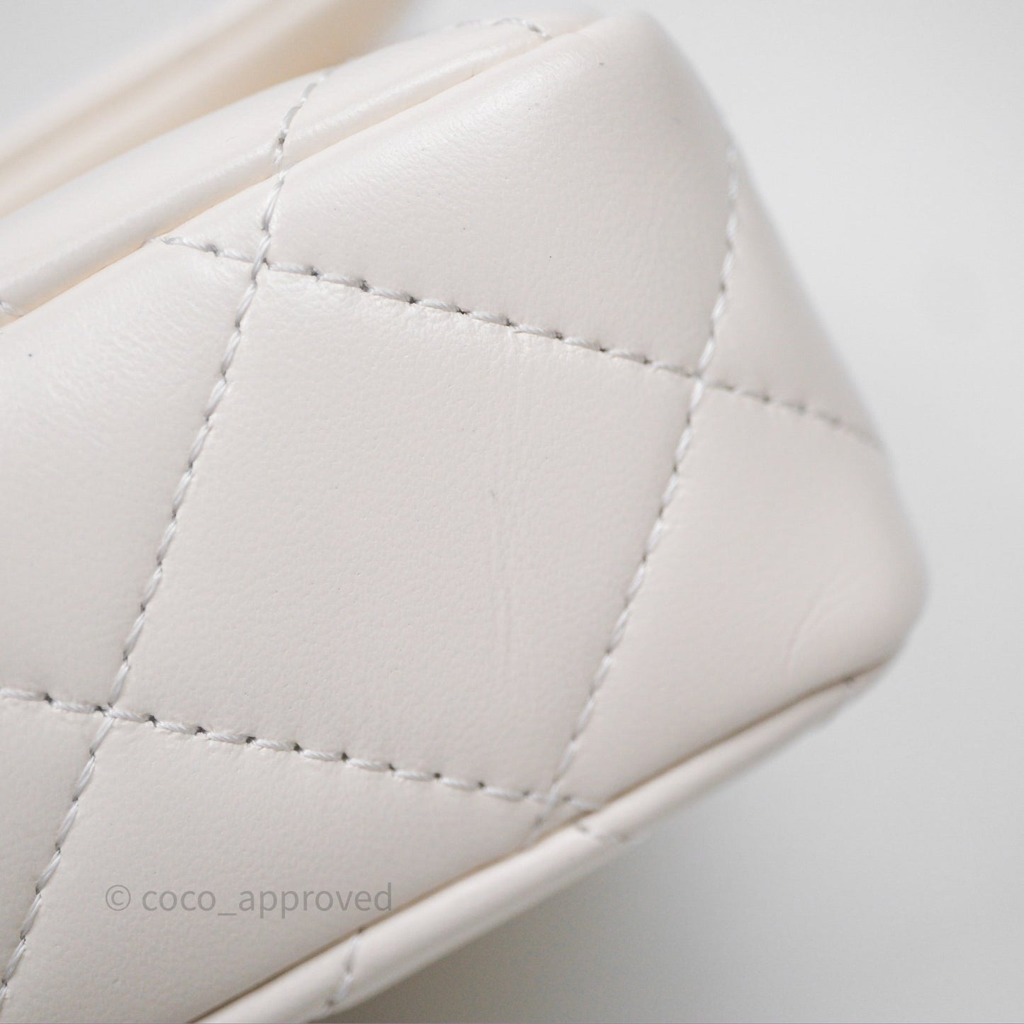 Chanel Top Handle White Lambskin Gold Hardware