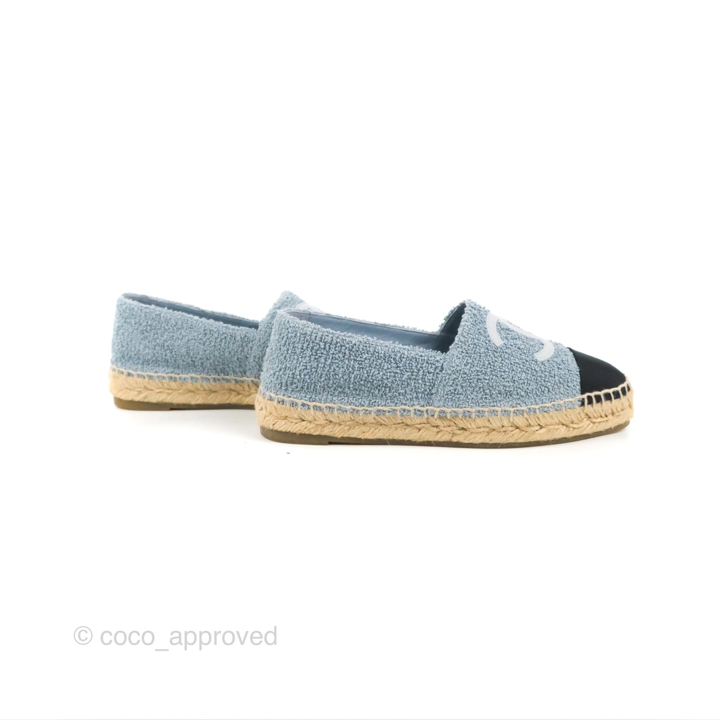 Chanel Espadrille Black Blue Tweed Size 37