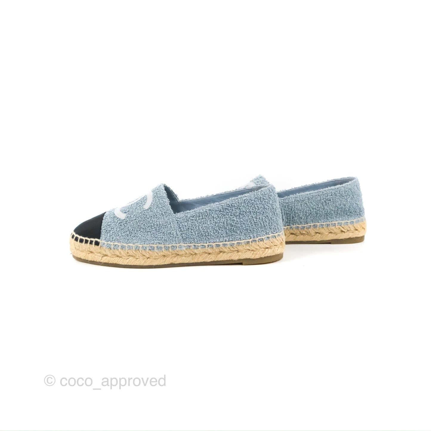 Chanel Espadrille Black Blue Tweed Size 37