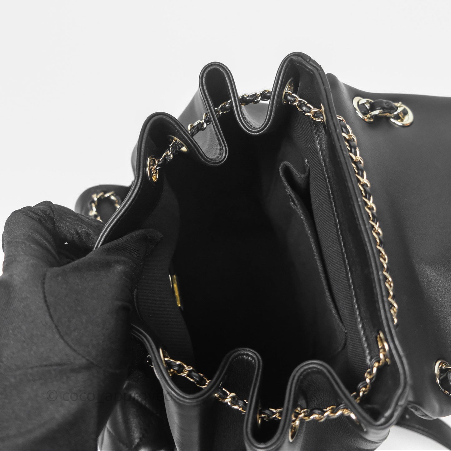 Chanel Quilted Large Duma Drawstring Backpack Black Calfskin