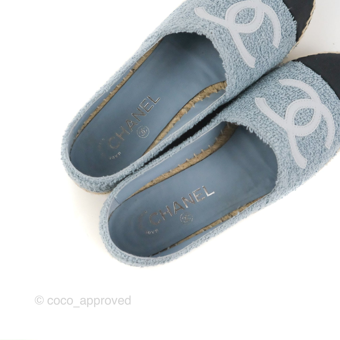 Chanel Espadrille Black Blue Tweed Size 37