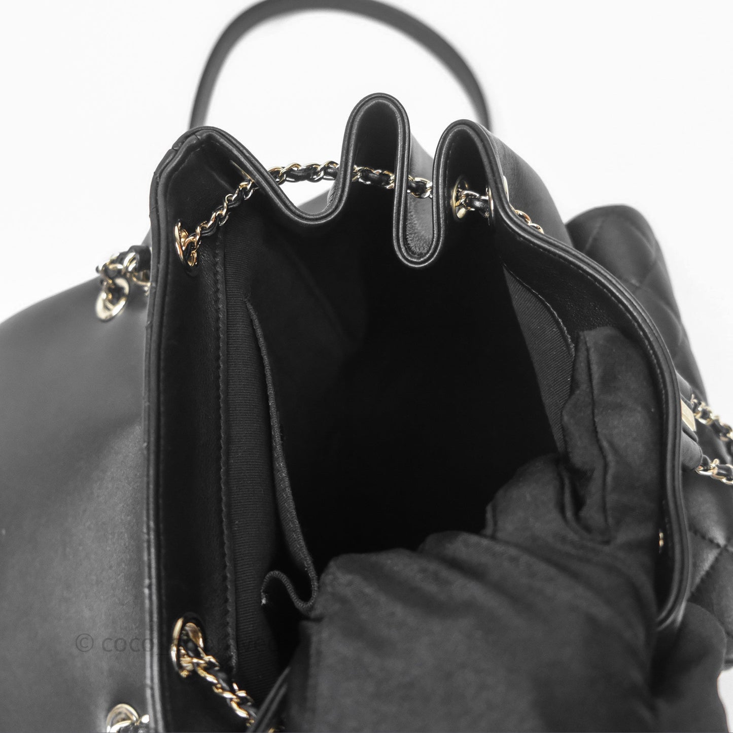 Chanel Quilted Large Duma Drawstring Backpack Black Calfskin