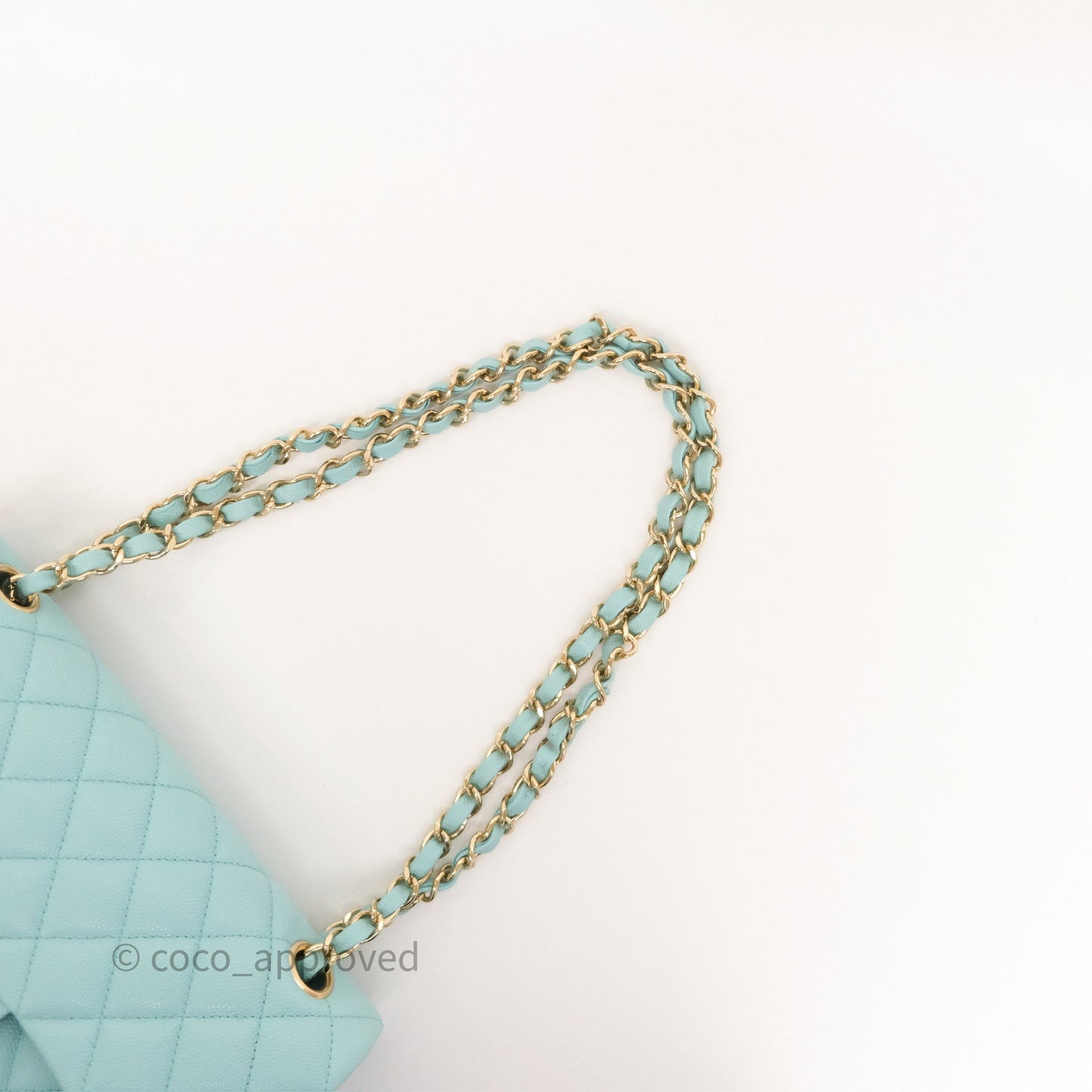 Chanel Small Classic Flap Quilted Light Tiffany Blue Caviar Gold Hardware