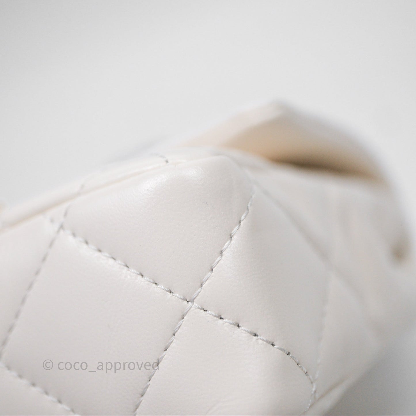 Chanel Top Handle White Lambskin Gold Hardware