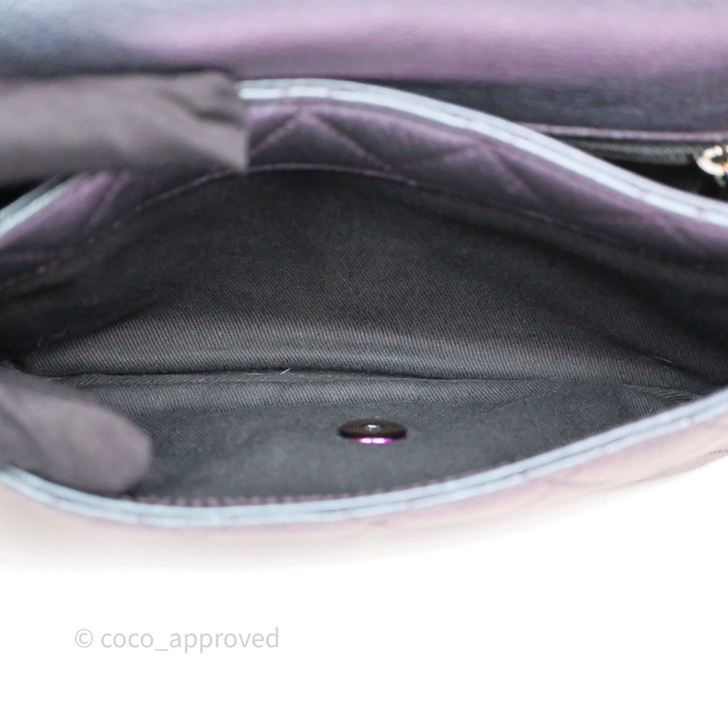 Chanel Quilted Double Carry Waist Chain Flap Iridescent Purple Goatskin Rainbow Hardware