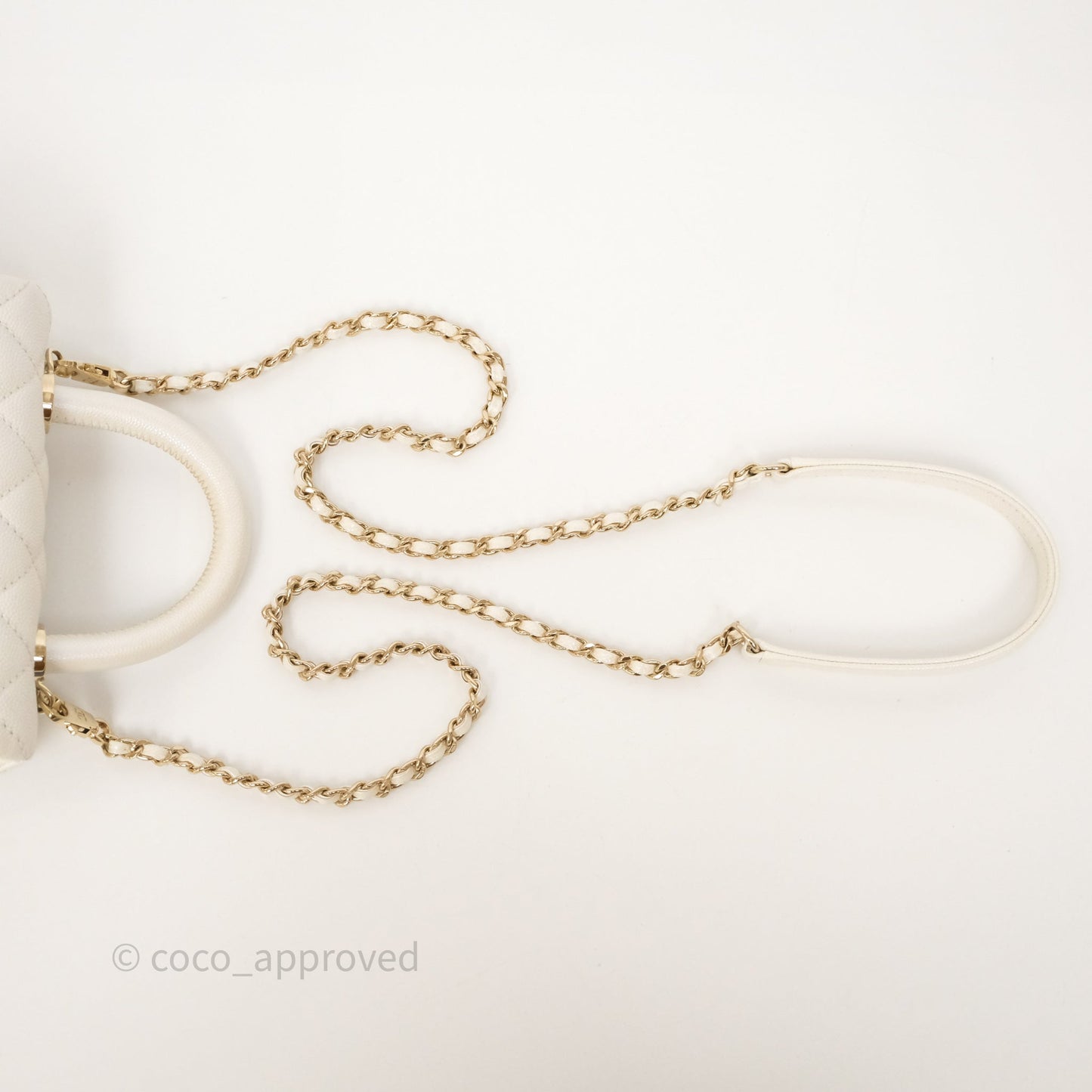 Chanel Mini Coco Handle Quilted Iridescent White Caviar Gold Hardware