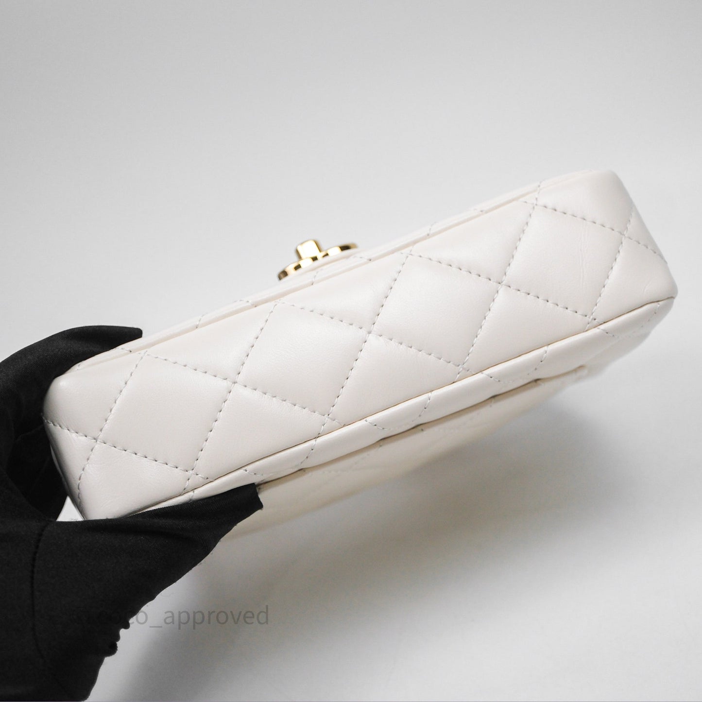 Chanel Top Handle White Lambskin Gold Hardware