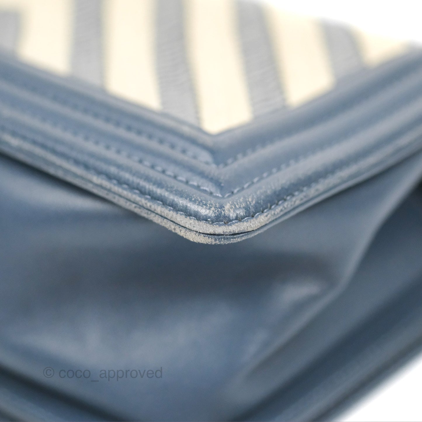 Chanel Medium Boy Chevron Braided Fabric Navy Calfskin Aged Gold Hardware