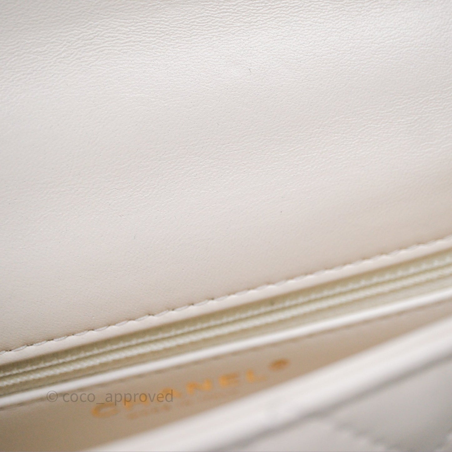 Chanel Top Handle White Lambskin Gold Hardware