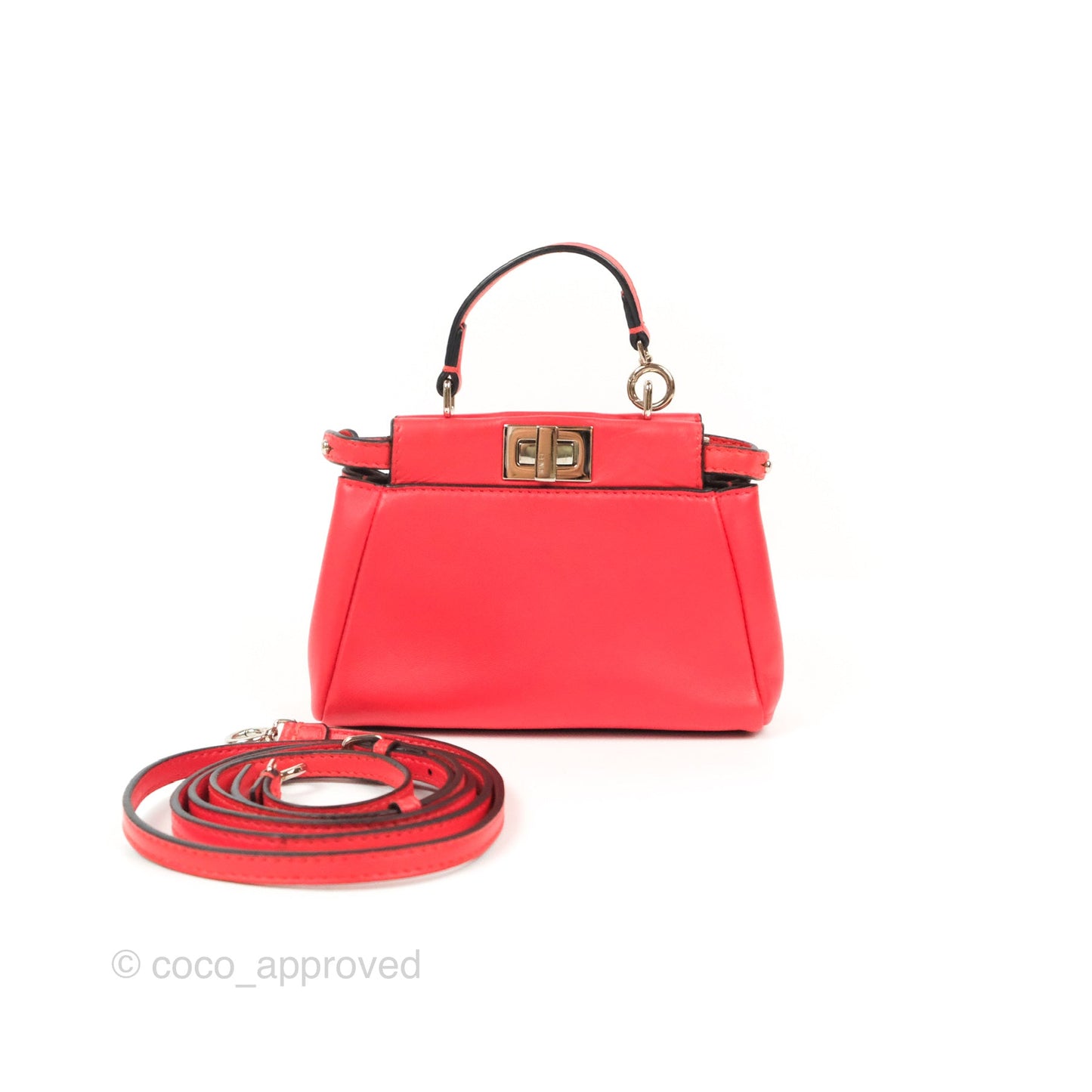 Fendi Micro Peekaboo Bag Red Calfskin Silver Hardware