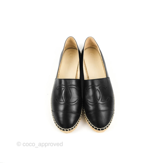Chanel Espadrille Black Leather Size 39