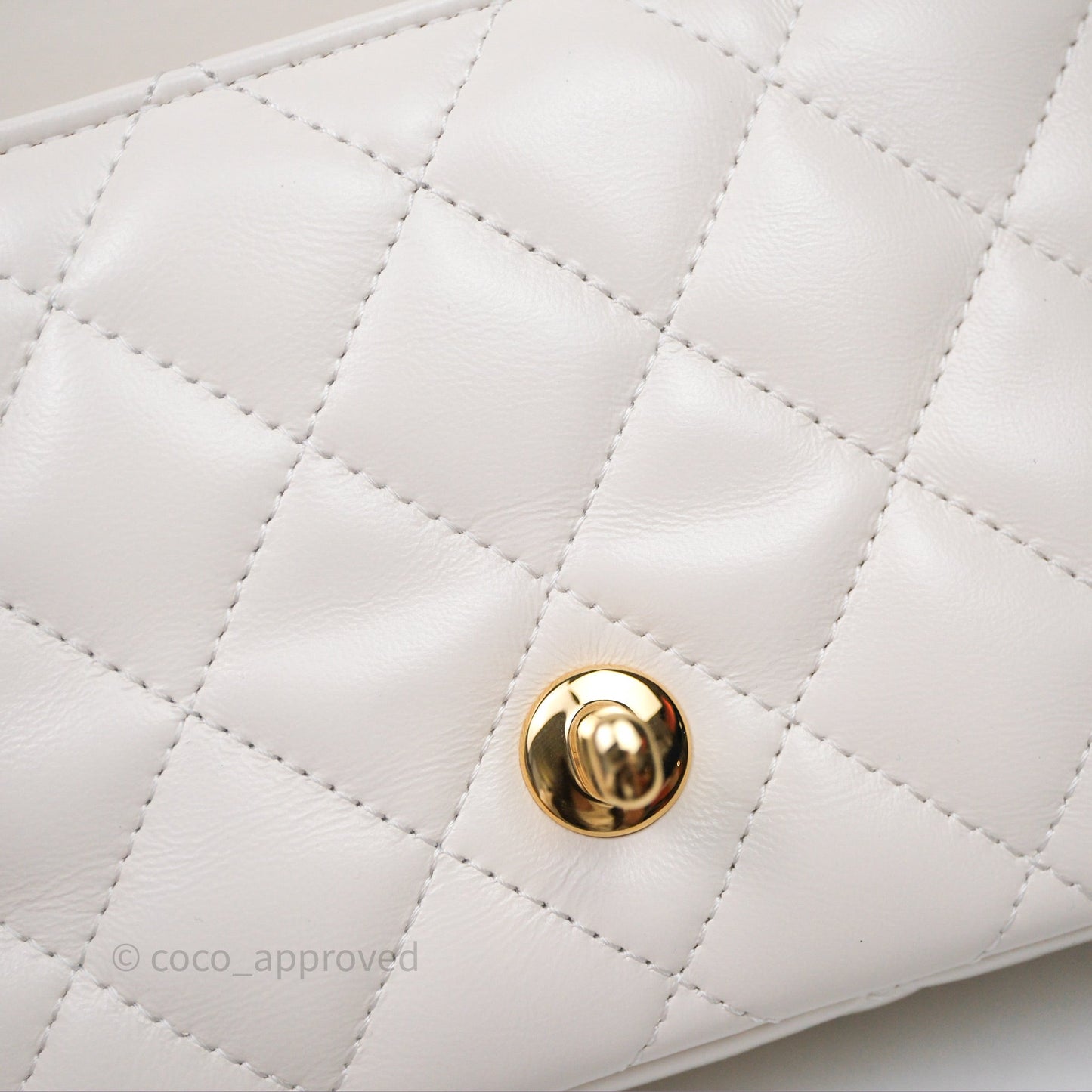 Chanel Top Handle White Lambskin Gold Hardware