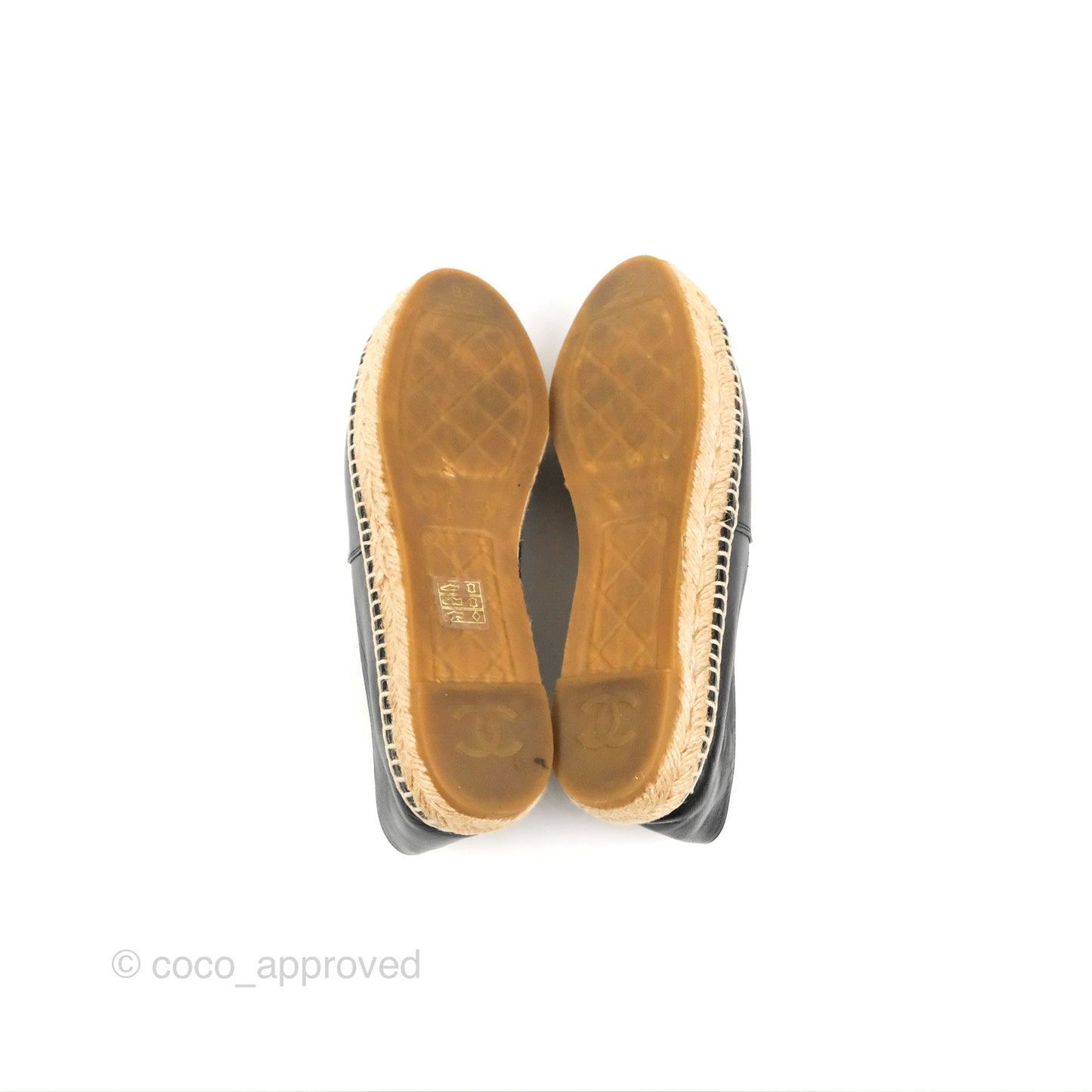 Chanel Espadrille Black Leather Size 39