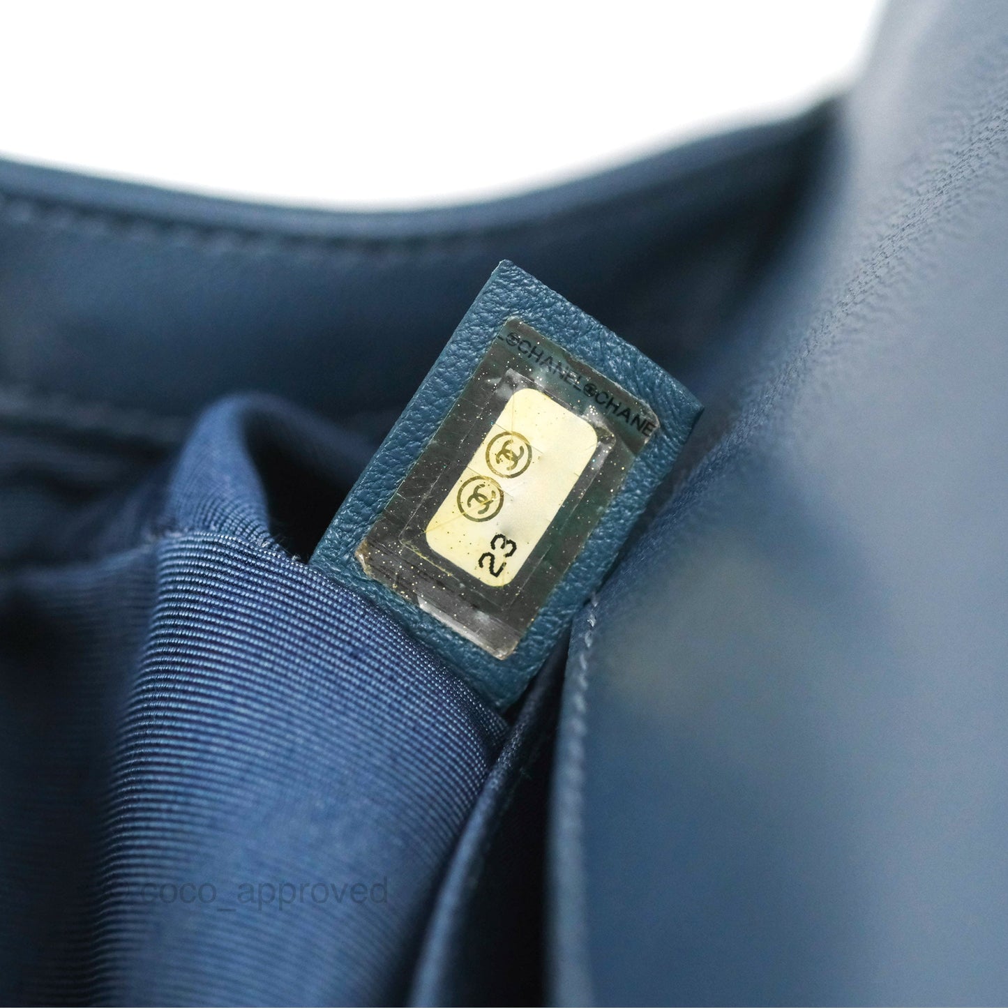 Chanel Medium Boy Chevron Braided Fabric Navy Calfskin Aged Gold Hardware