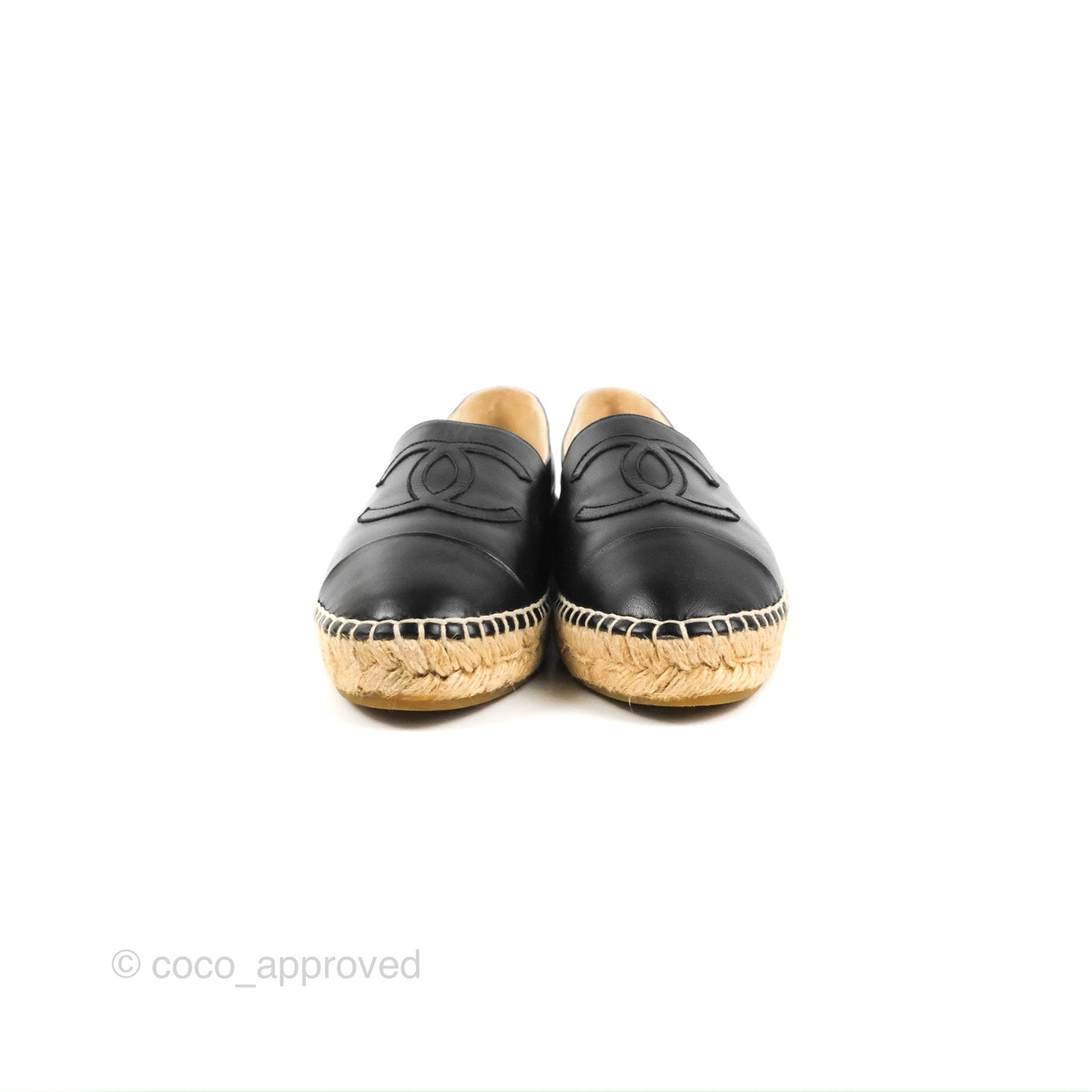 Chanel Espadrille Black Leather Size 39