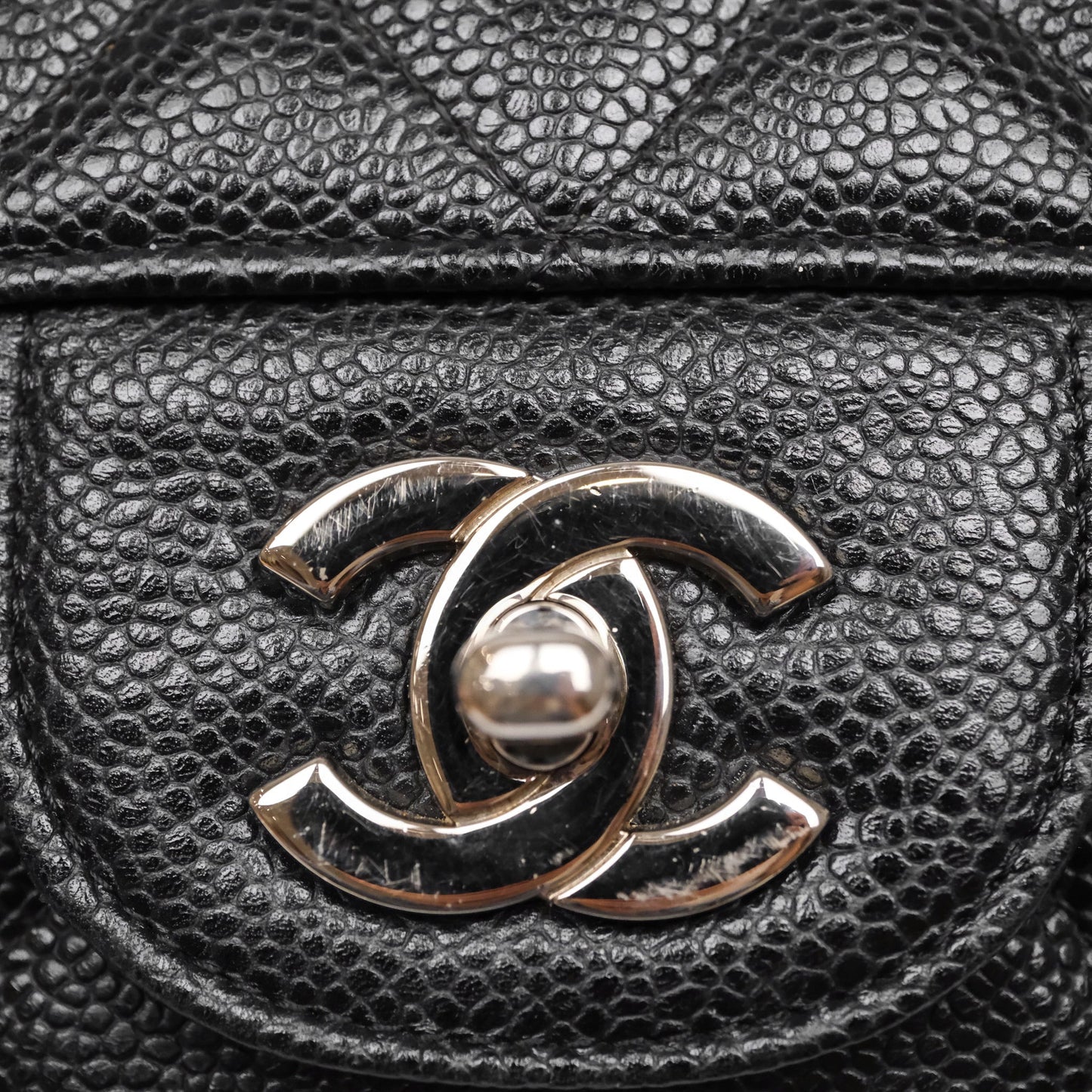 Chanel Jumbo Single Flap Black Caviar Silver Hardware