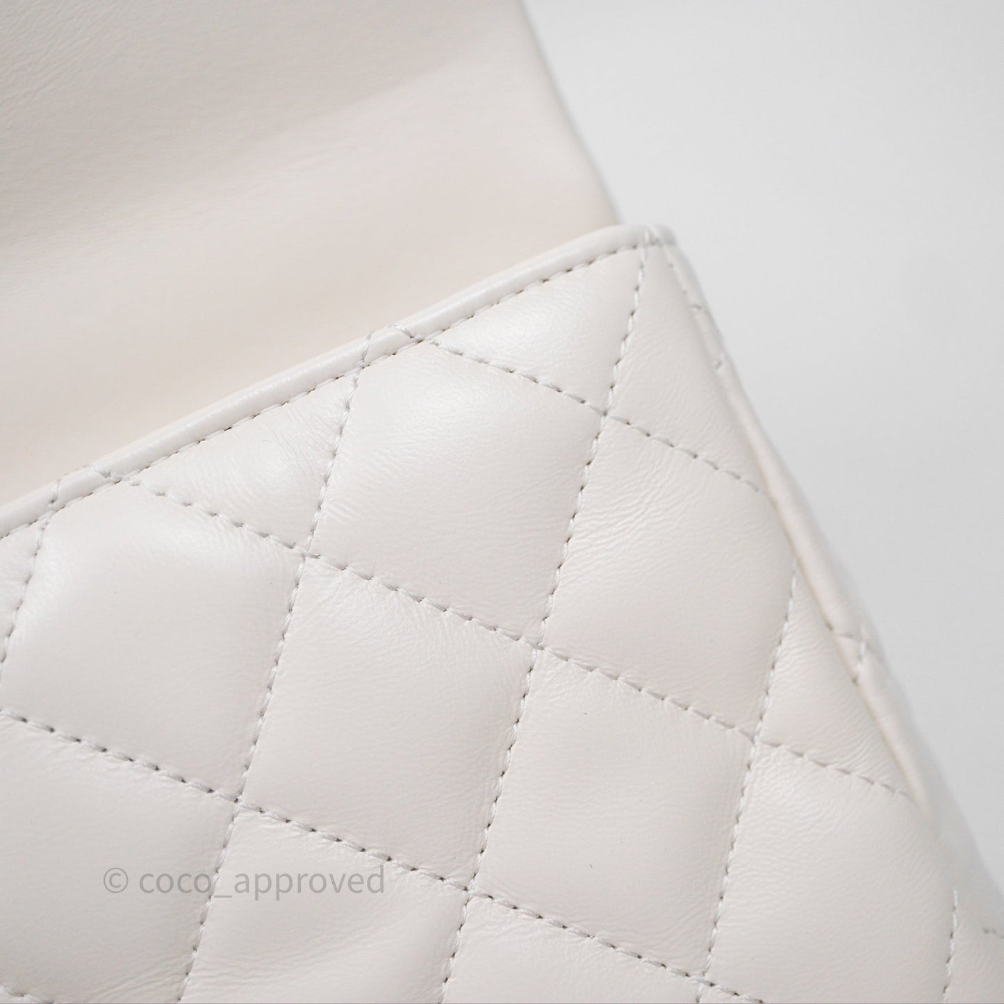 Chanel Top Handle White Lambskin Gold Hardware