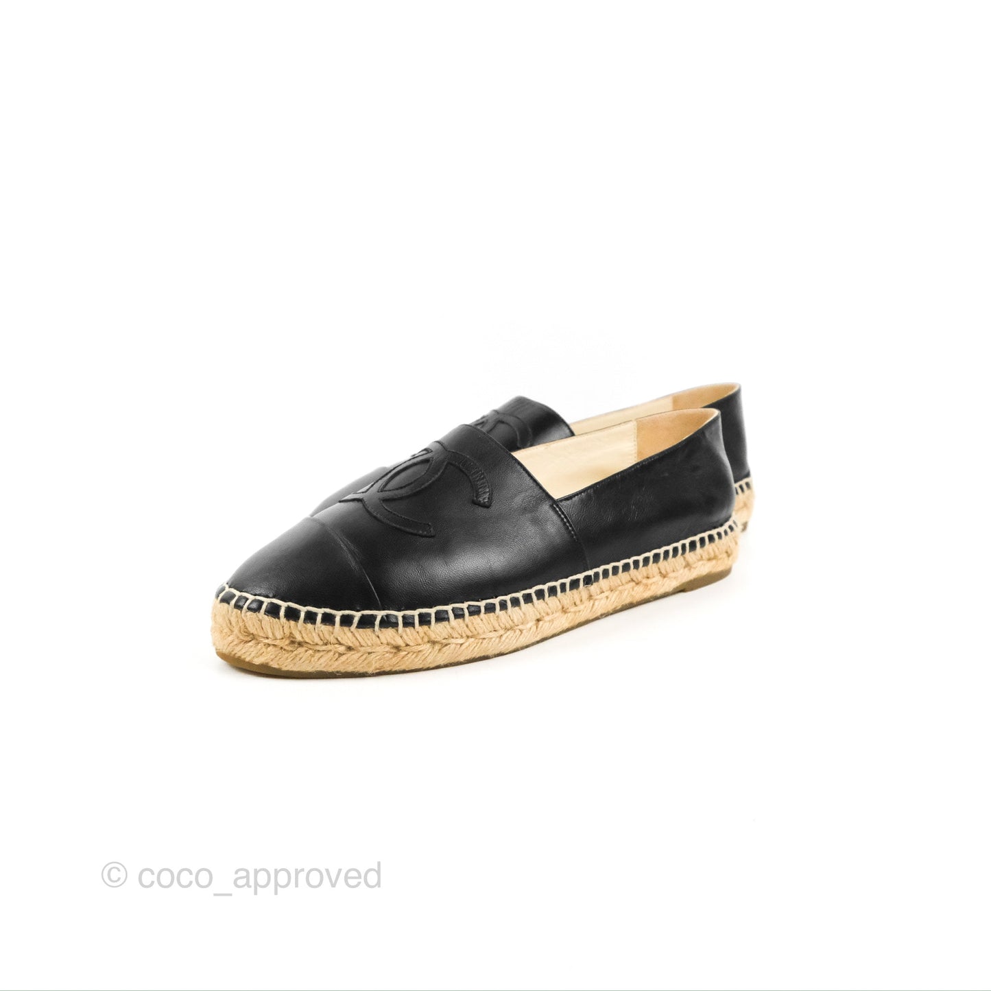 Chanel Espadrille Black Leather Size 39