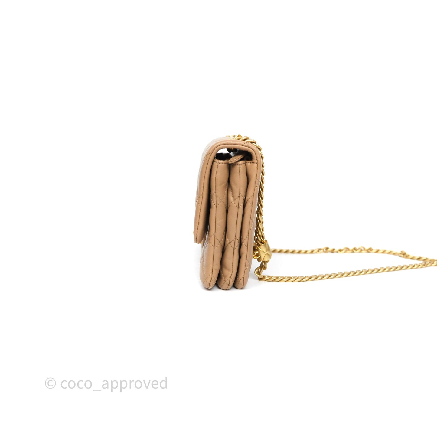 Chanel Medium All Slide Adjustable Chain Flap Beige Lambskin Aged Gold Hardware