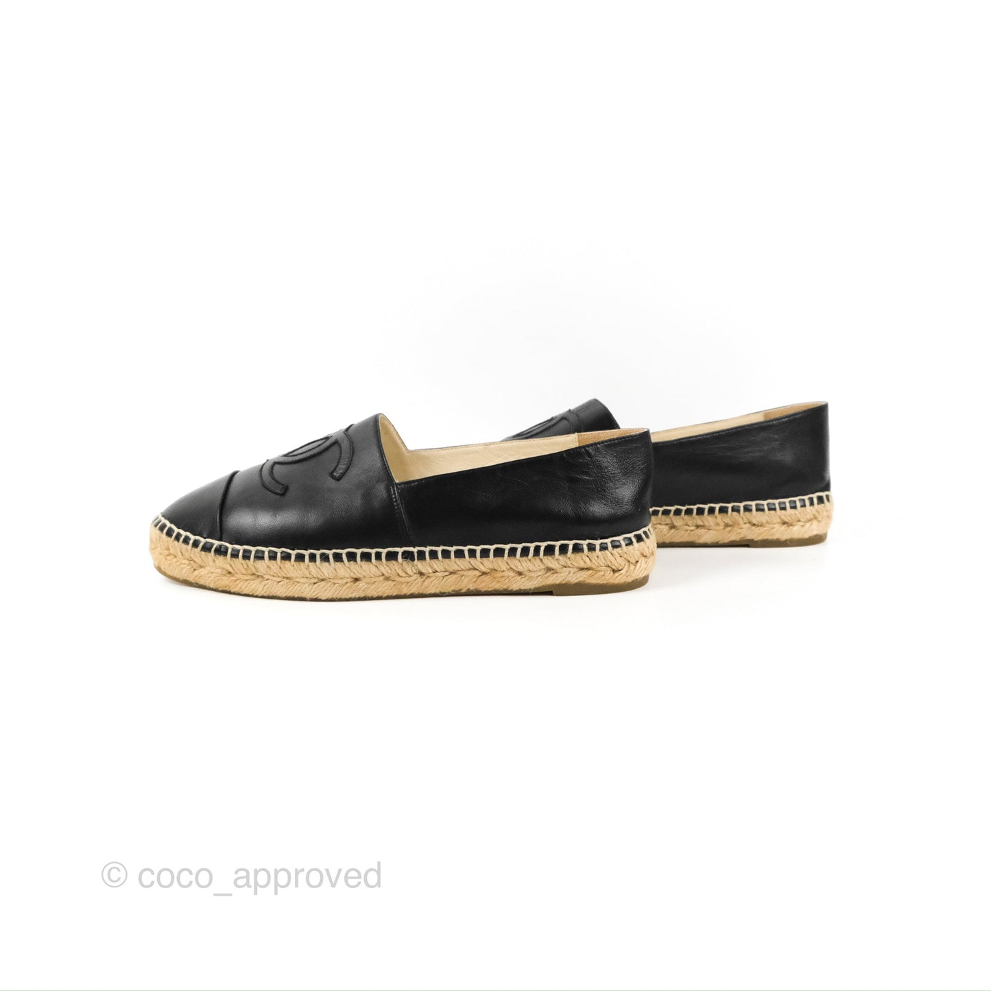 Chanel Espadrille Black Leather Size 39
