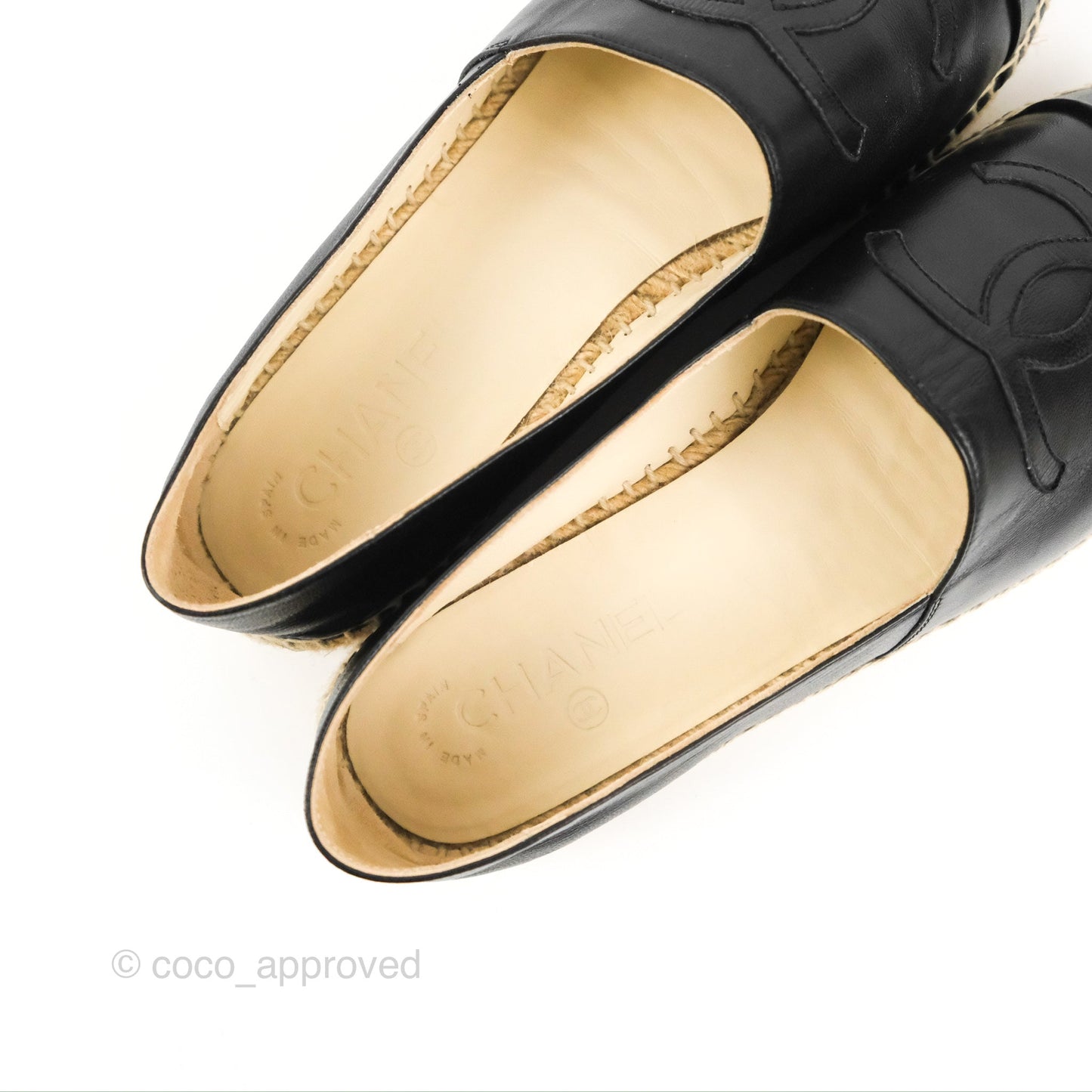 Chanel Espadrille Black Leather Size 39