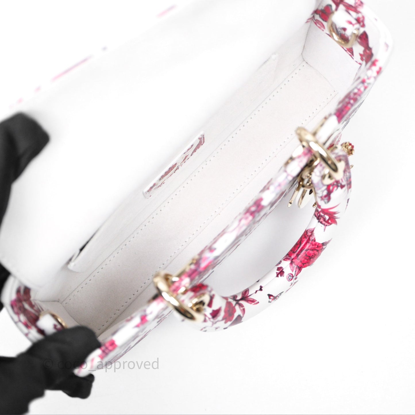 Christian Dior Small Lady D-Joy Bag Coeur Des Papillons Calfskin Light Gold Hardware