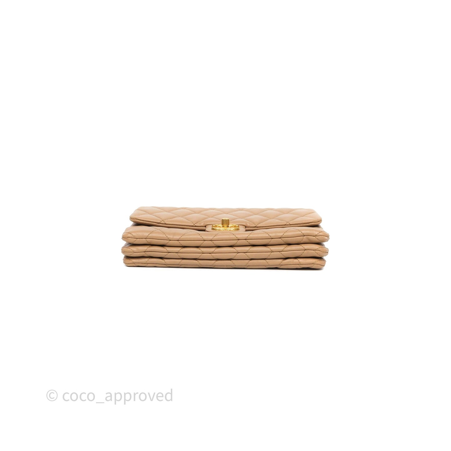 Chanel Medium All Slide Adjustable Chain Flap Beige Lambskin Aged Gold Hardware
