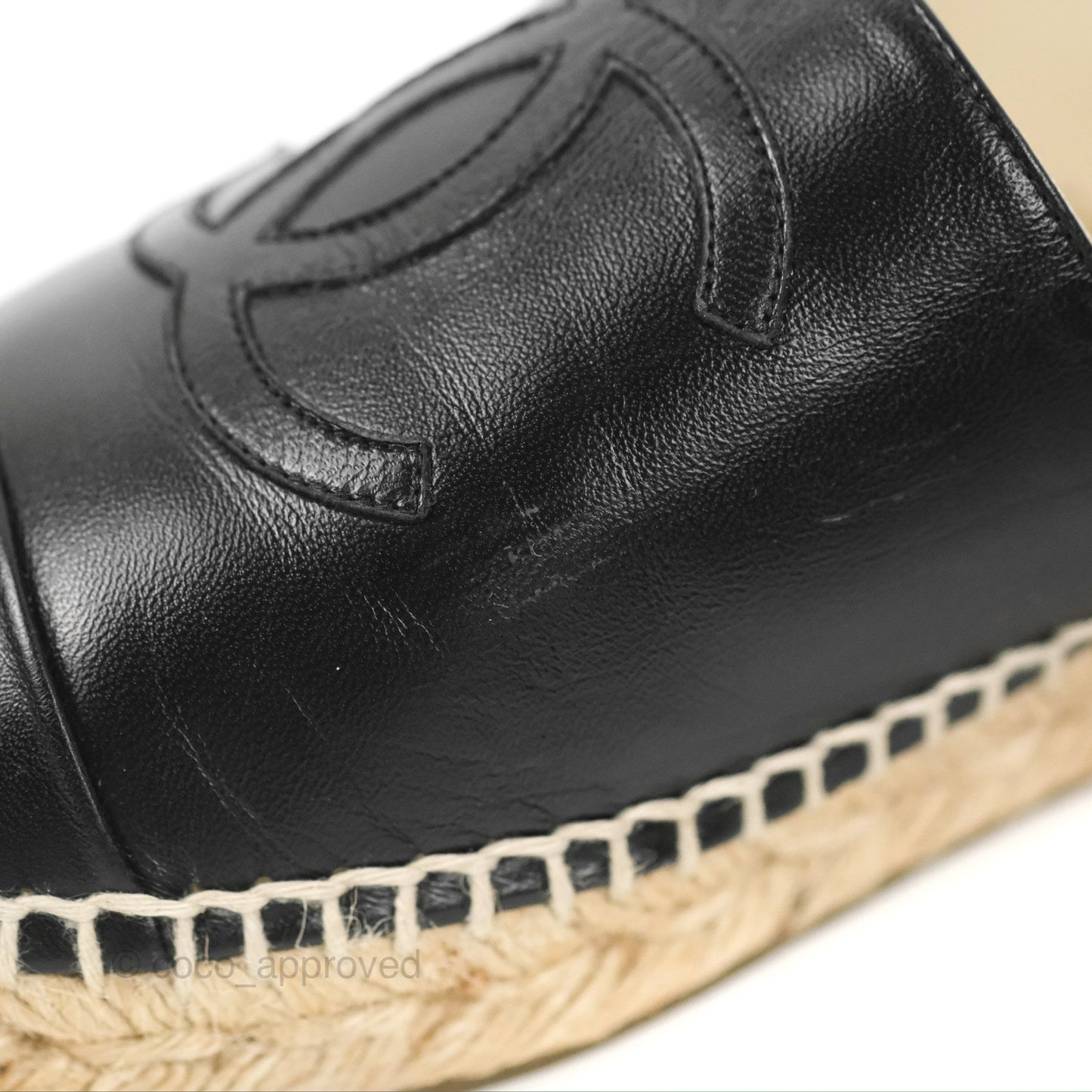 Chanel Espadrille Black Leather Size 39