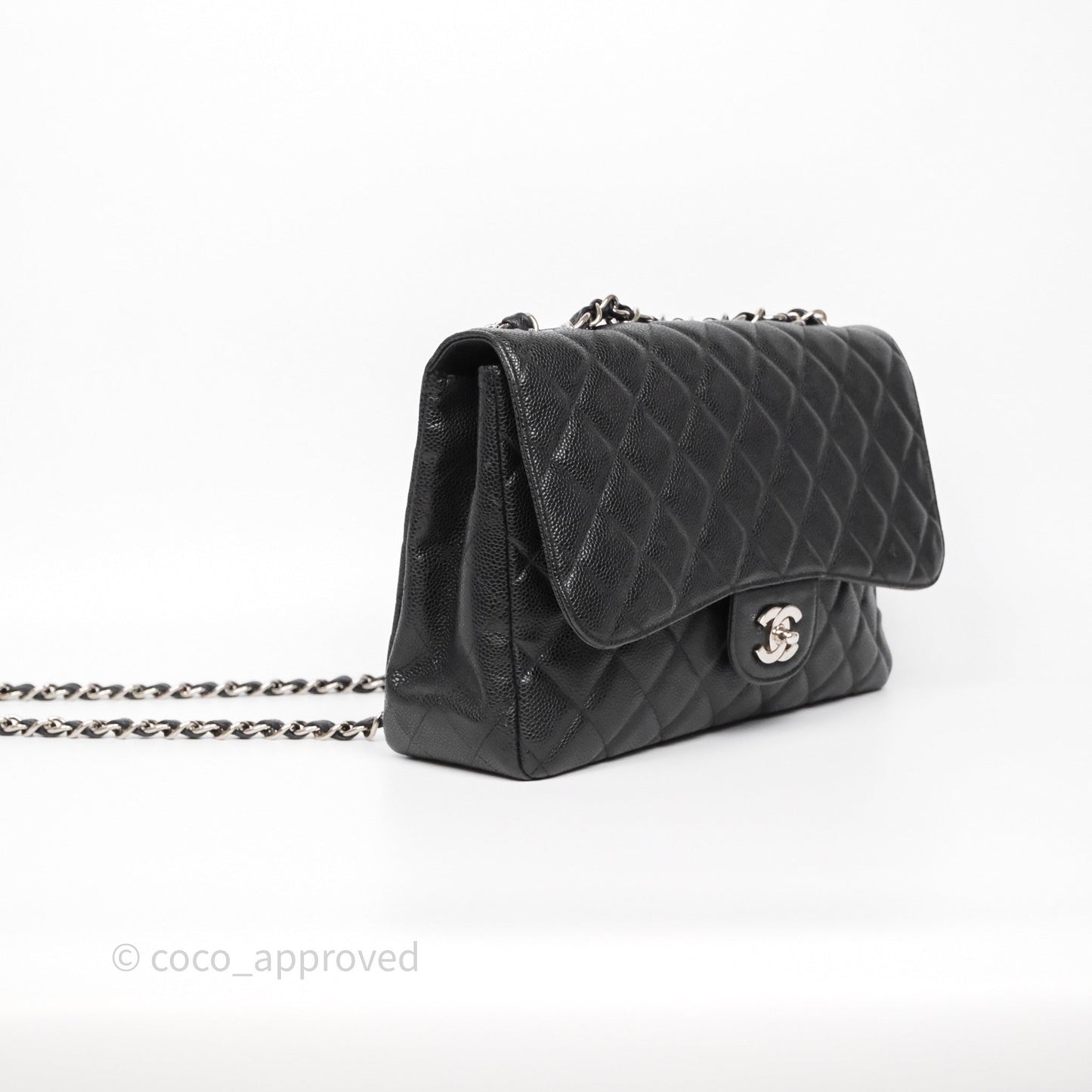 Chanel Jumbo Single Flap Black Caviar Silver Hardware