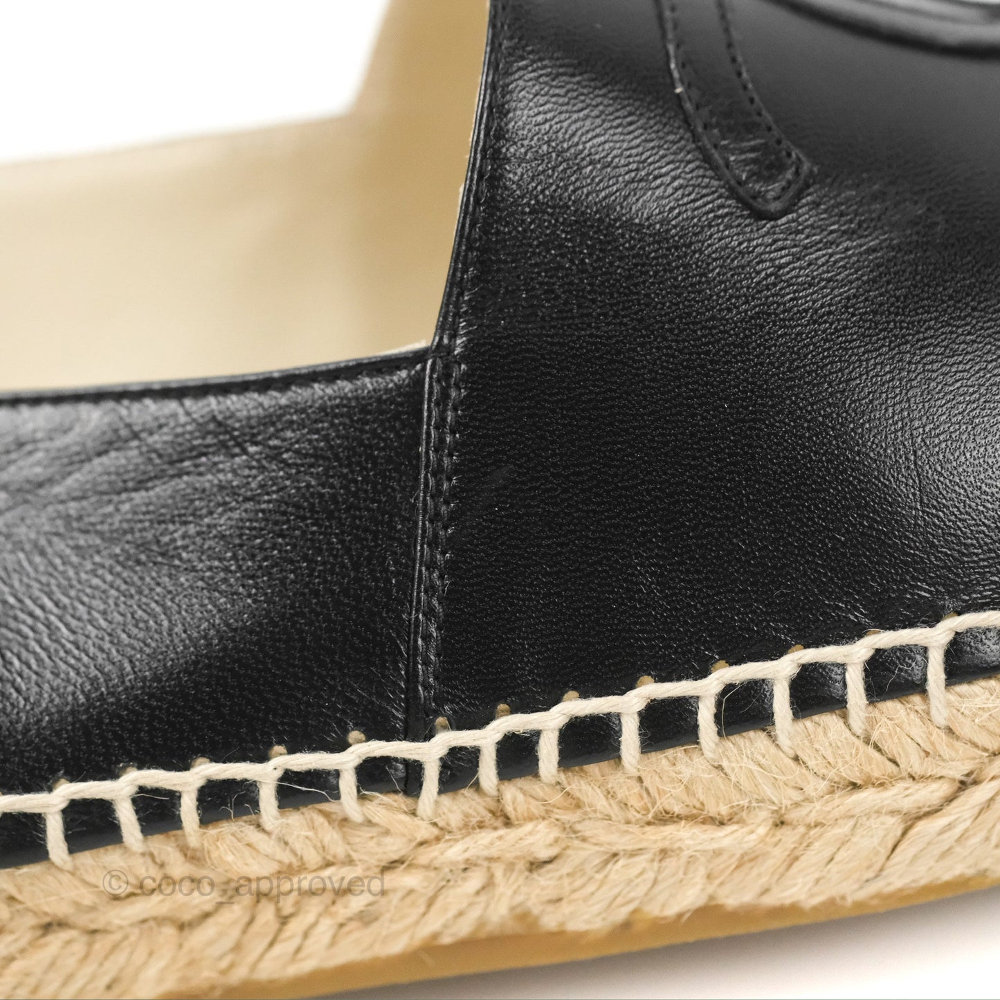 Chanel Espadrille Black Leather Size 39