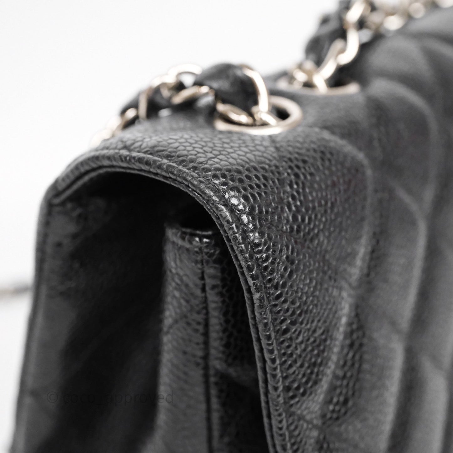 Chanel Jumbo Single Flap Black Caviar Silver Hardware