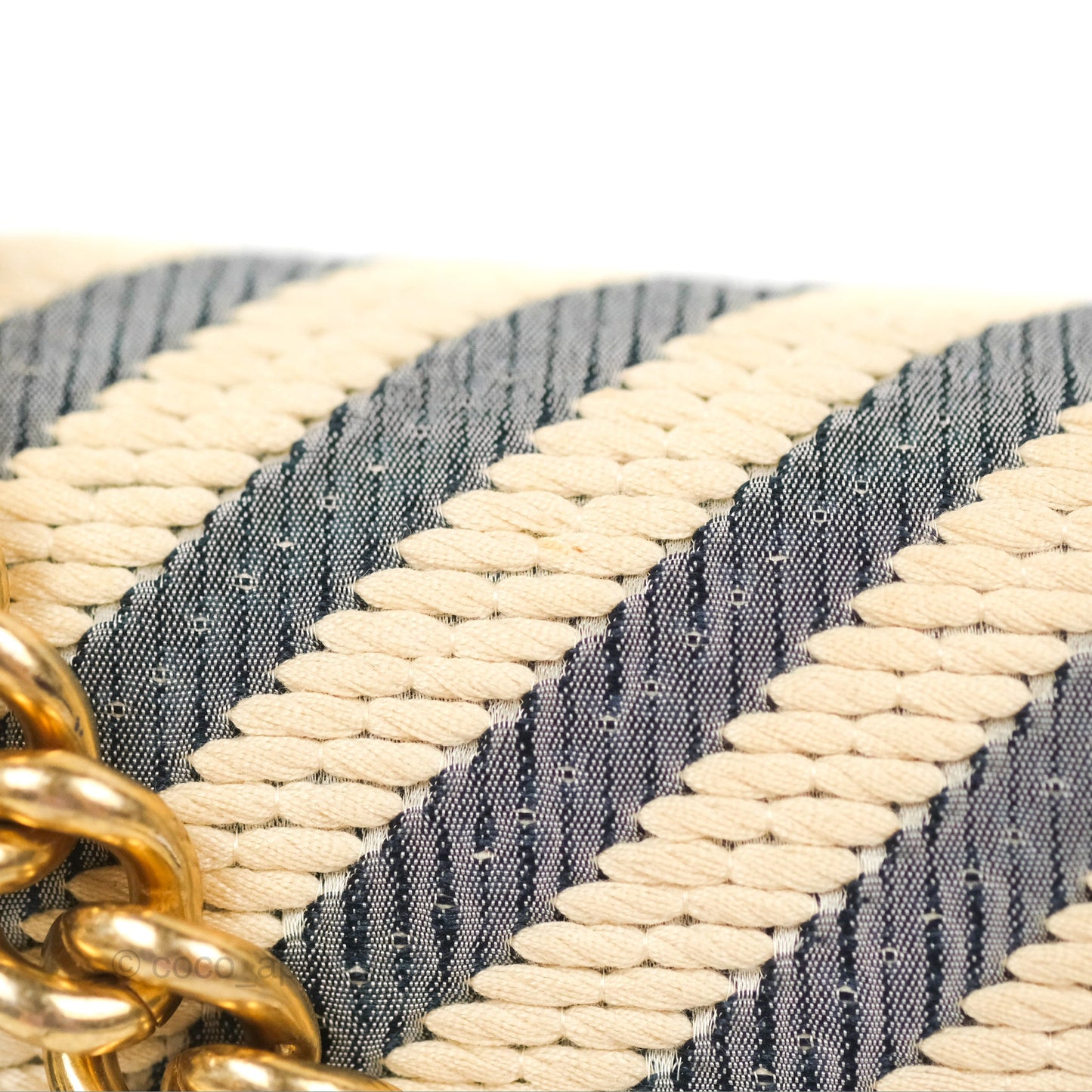 Chanel Medium Boy Chevron Braided Fabric Navy Calfskin Aged Gold Hardware