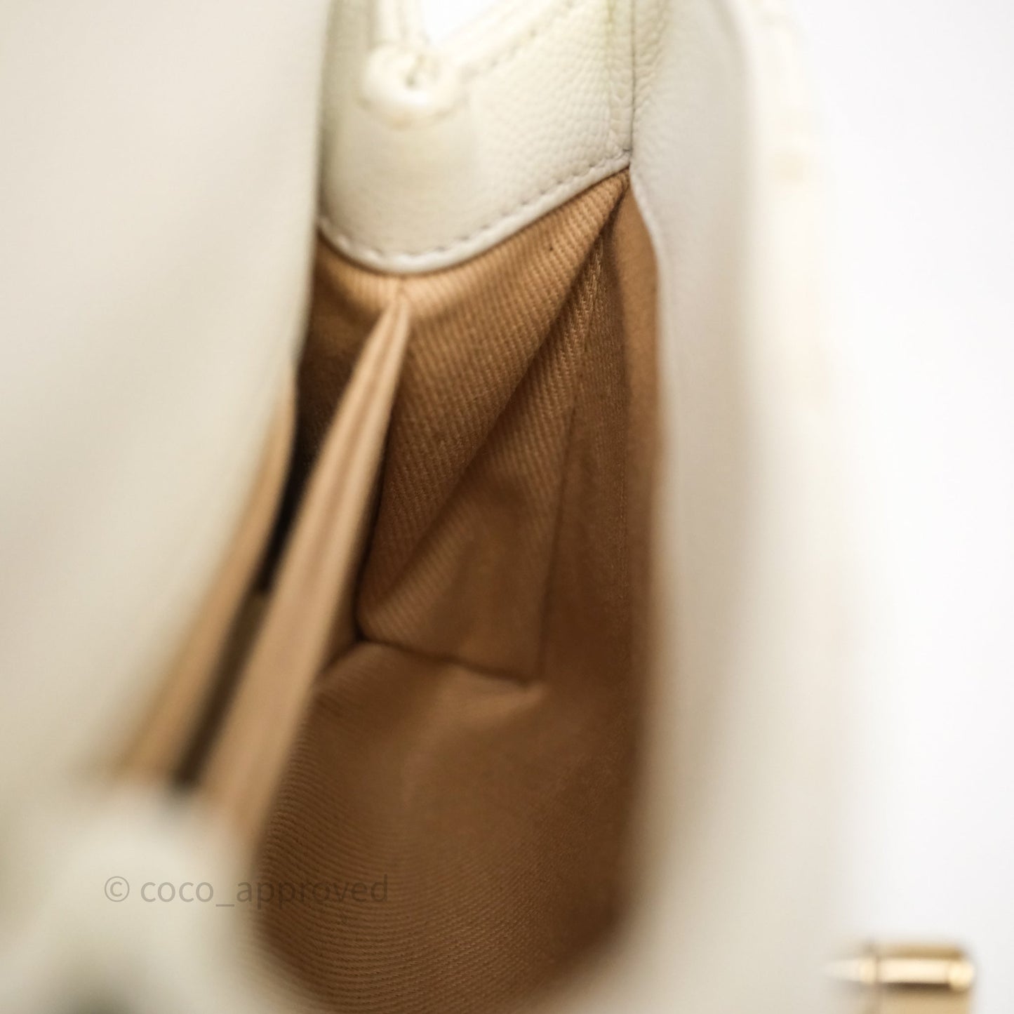 Chanel Mini Coco Handle Quilted Iridescent White Caviar Gold Hardware