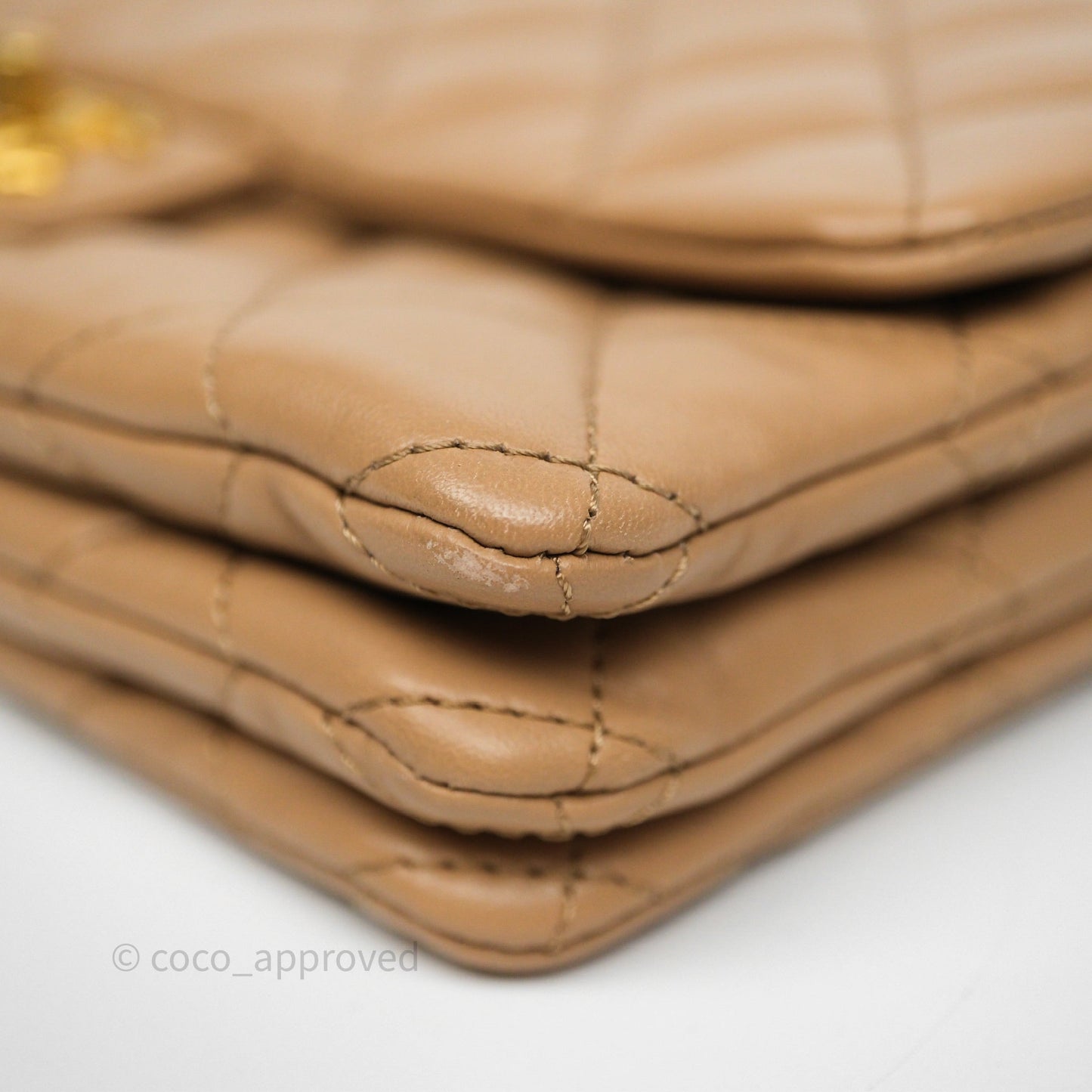 Chanel Medium All Slide Adjustable Chain Flap Beige Lambskin Aged Gold Hardware