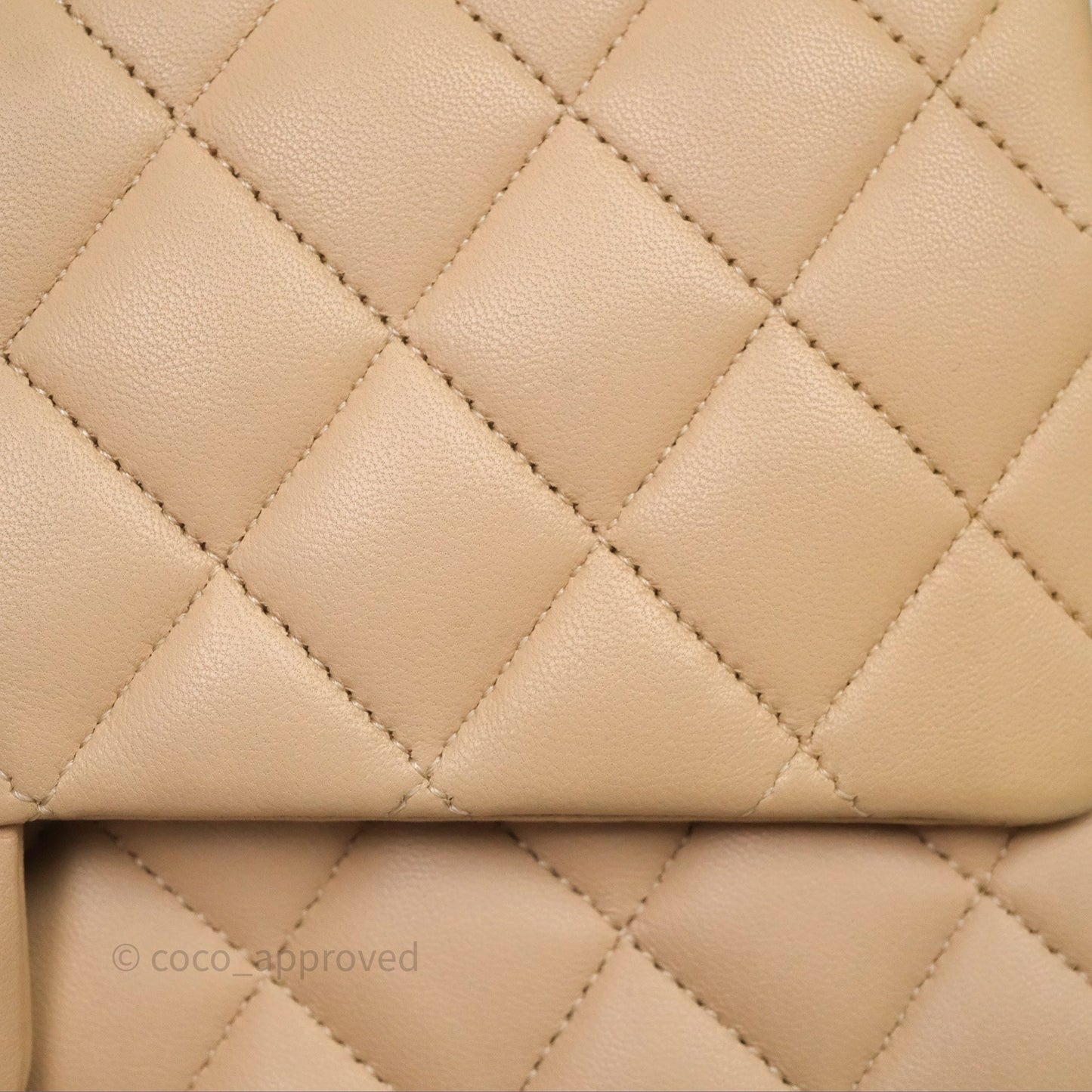 Chanel Classic M/L Medium Flap Quilted Beige Lambskin Silver Hardware