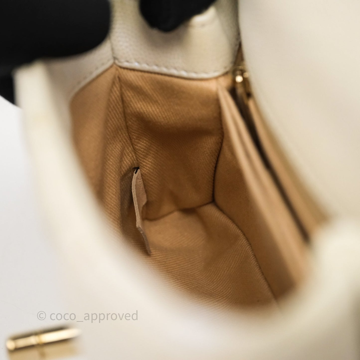 Chanel Mini Coco Handle Quilted Iridescent White Caviar Gold Hardware