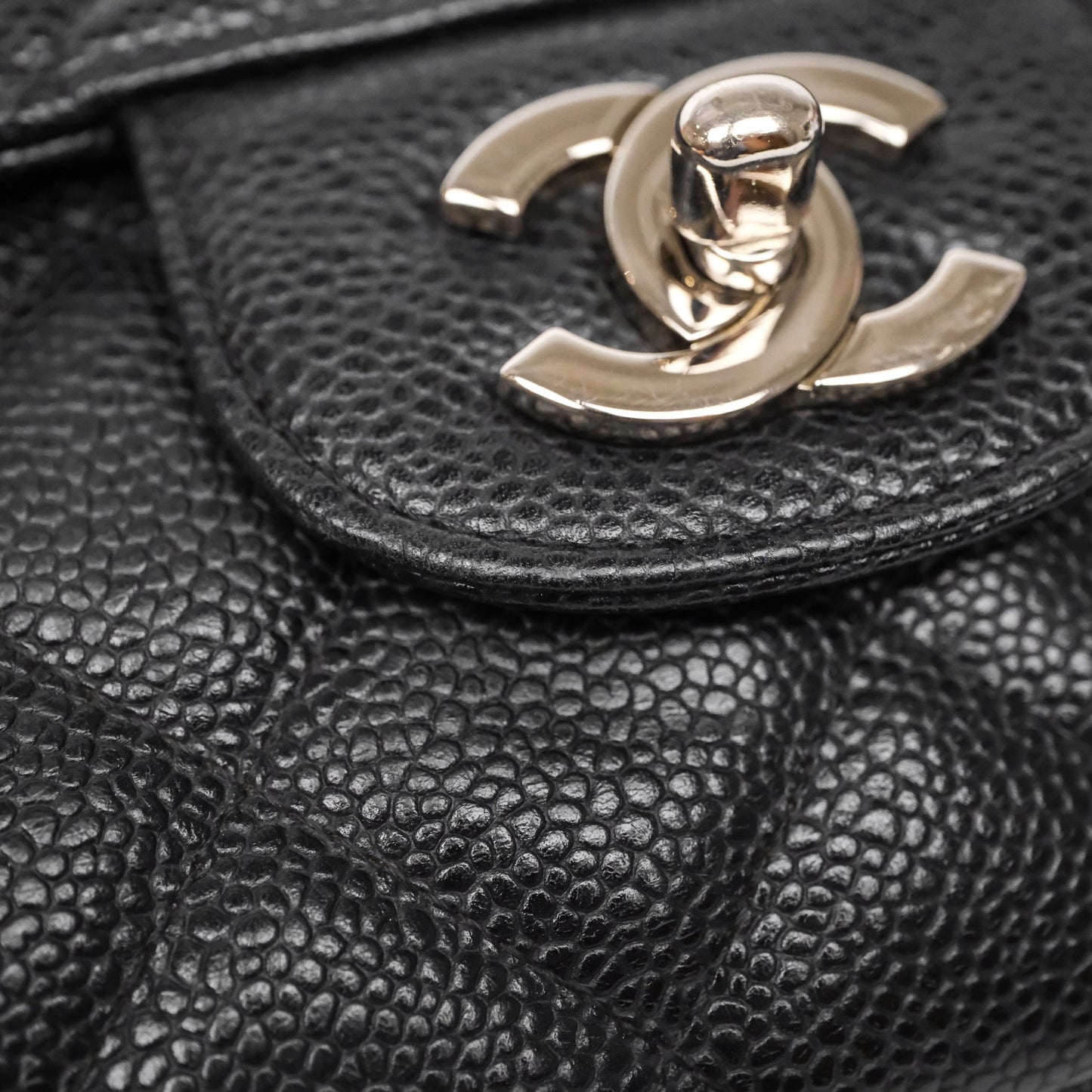 Chanel Jumbo Single Flap Black Caviar Silver Hardware
