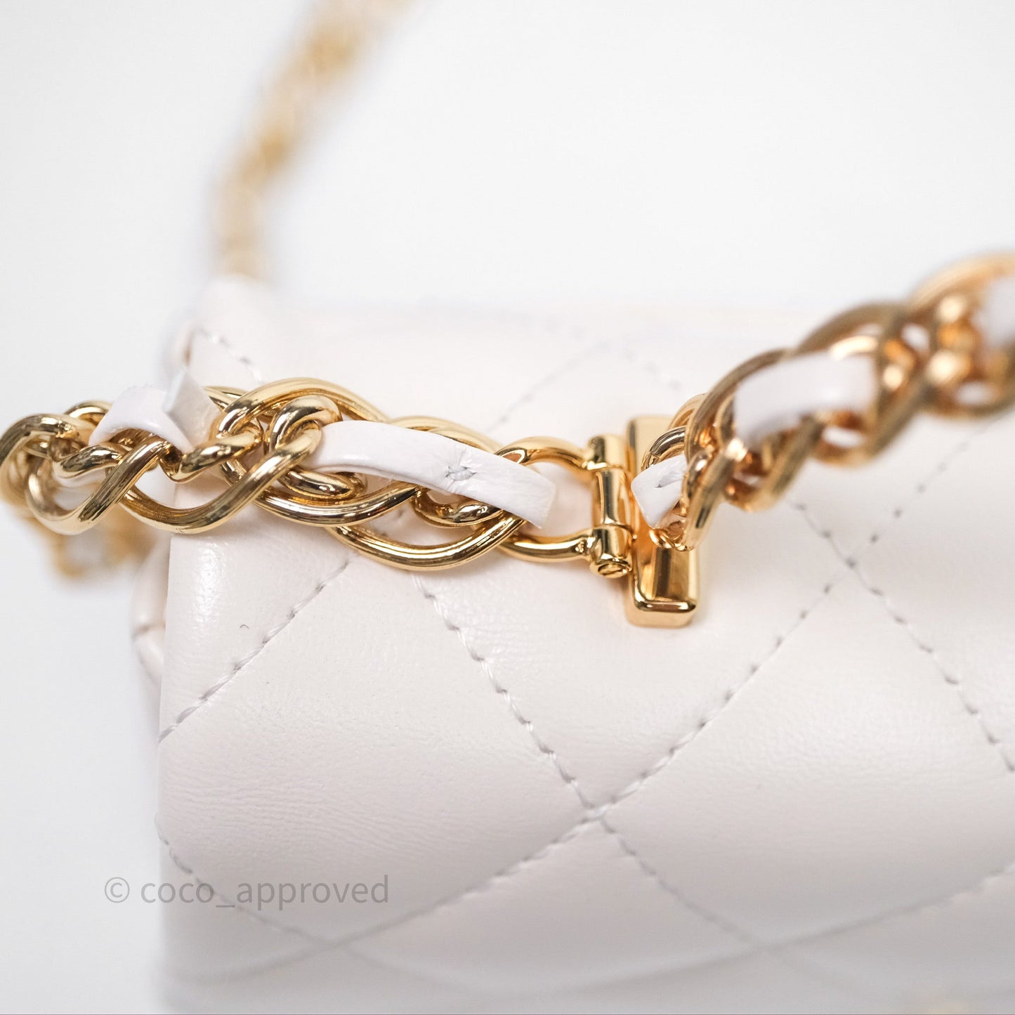 Chanel Top Handle White Lambskin Gold Hardware