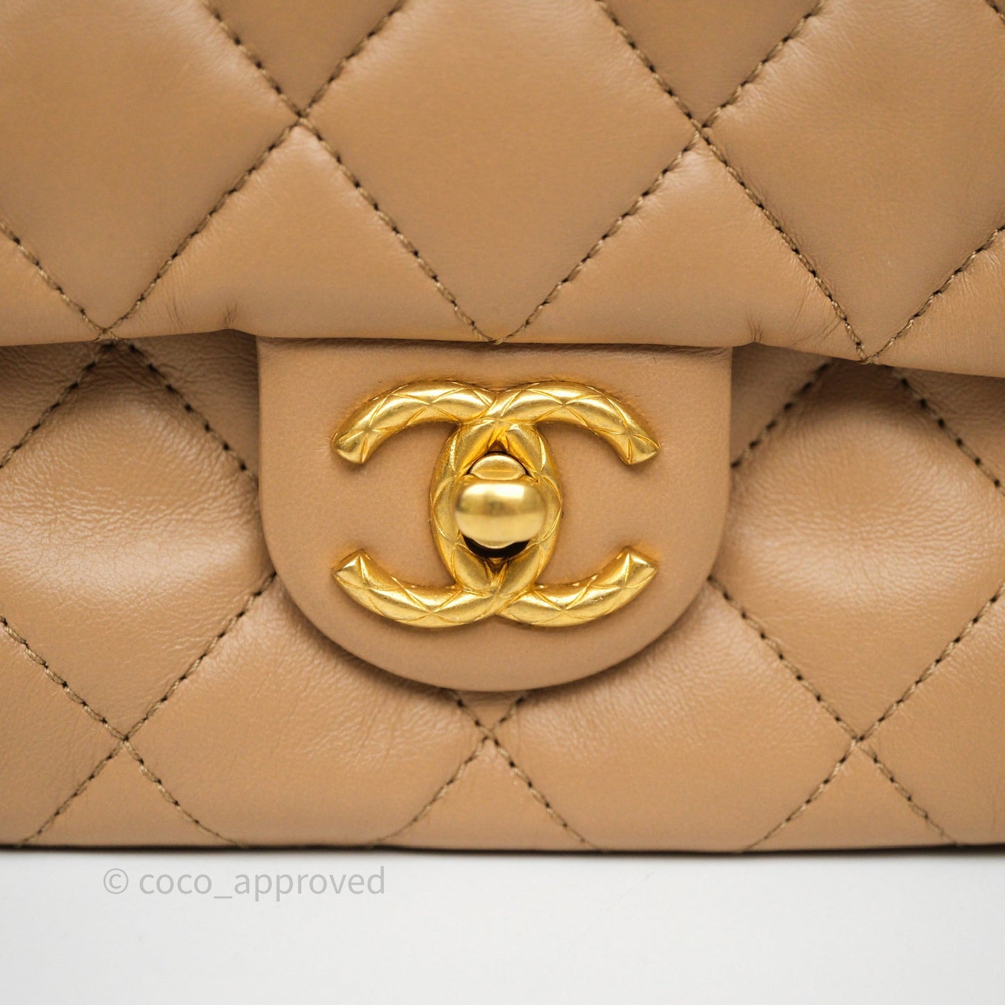 Chanel Medium All Slide Adjustable Chain Flap Beige Lambskin Aged Gold Hardware