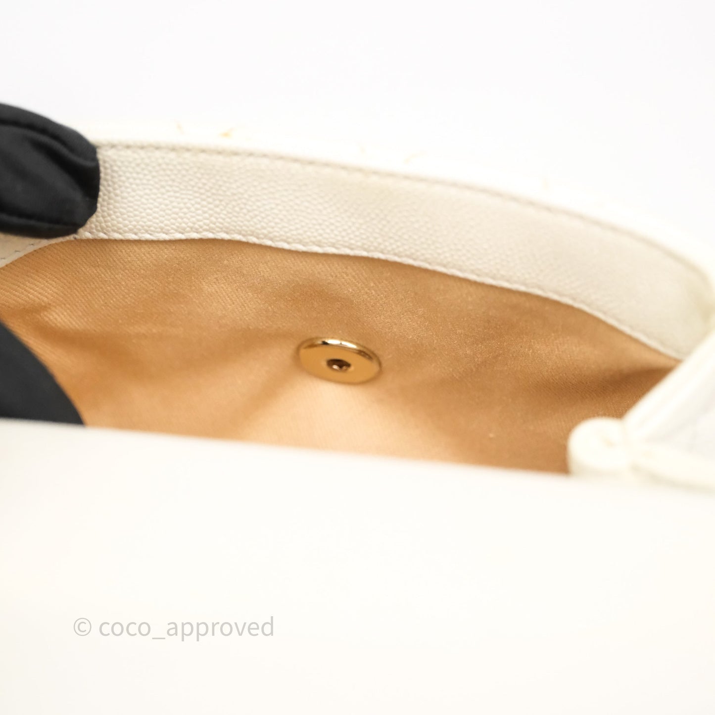 Chanel Mini Coco Handle Quilted Iridescent White Caviar Gold Hardware