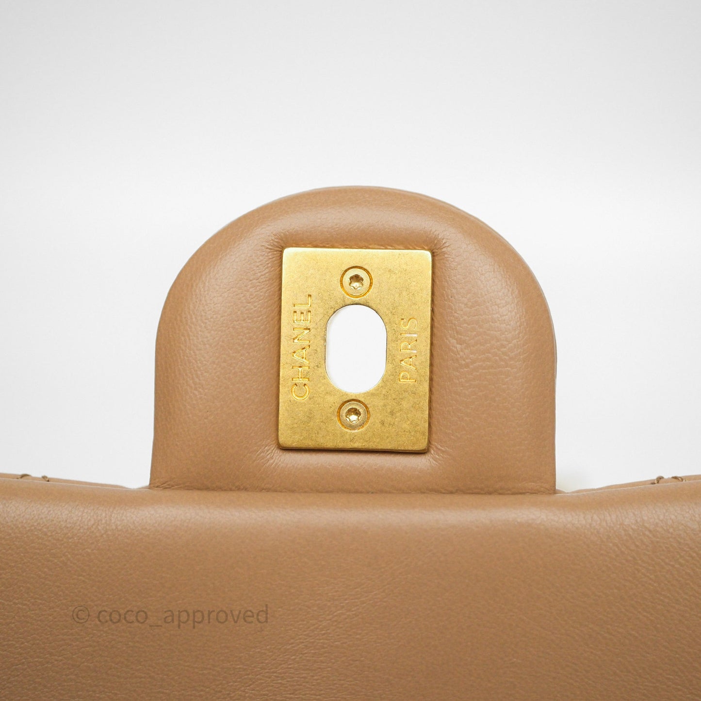 Chanel Medium All Slide Adjustable Chain Flap Beige Lambskin Aged Gold Hardware