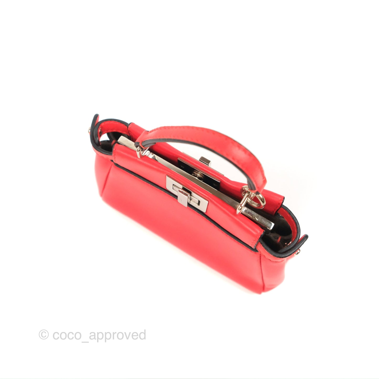 Fendi Micro Peekaboo Bag Red Calfskin Silver Hardware