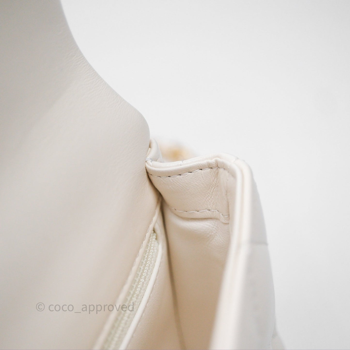 Chanel Top Handle White Lambskin Gold Hardware
