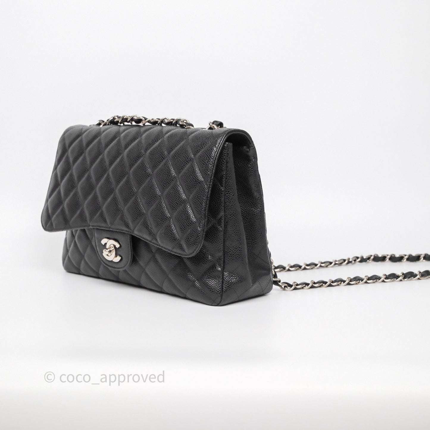 Chanel Jumbo Single Flap Black Caviar Silver Hardware