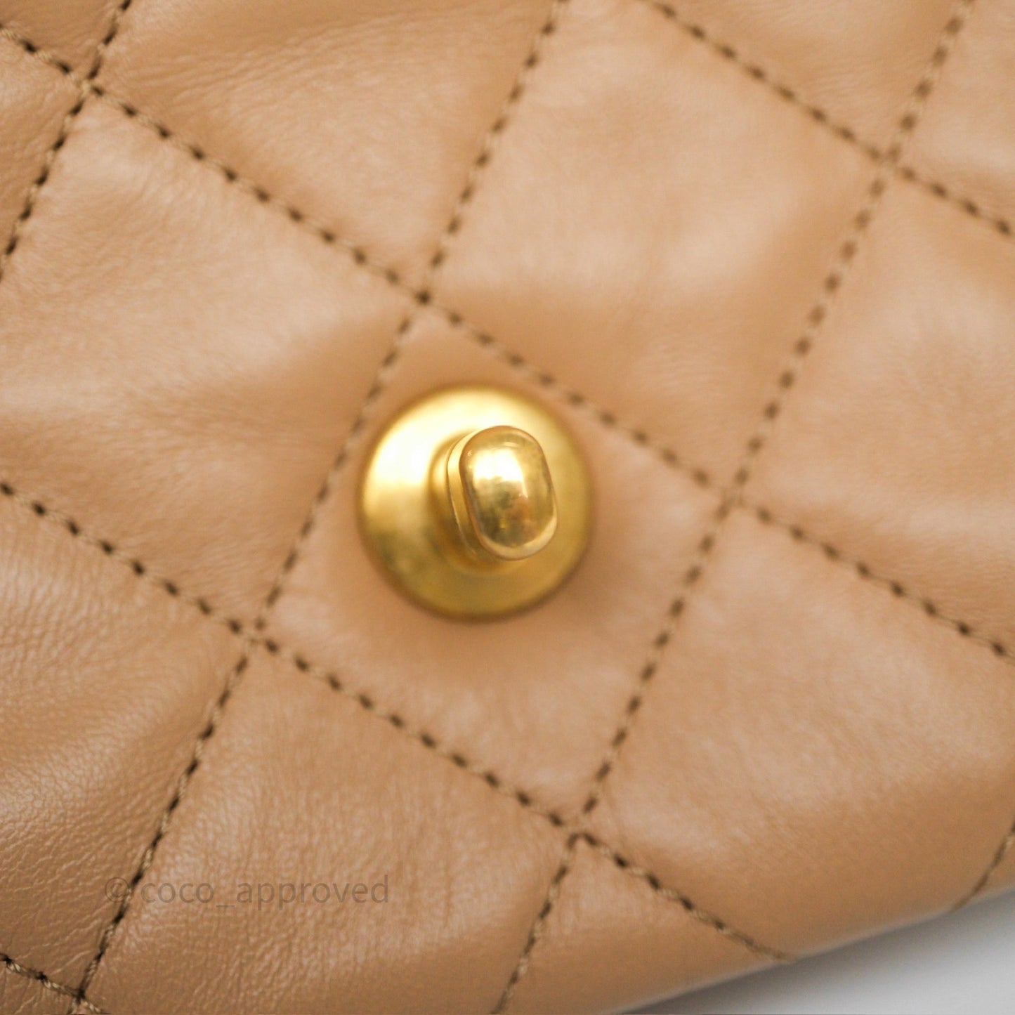 Chanel Medium All Slide Adjustable Chain Flap Beige Lambskin Aged Gold Hardware