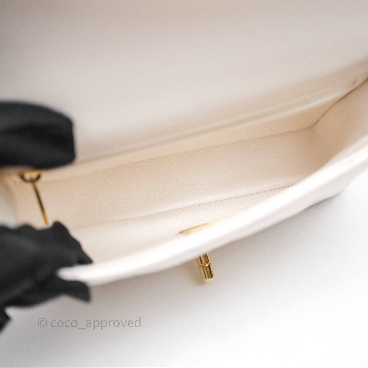 Chanel Top Handle White Lambskin Gold Hardware