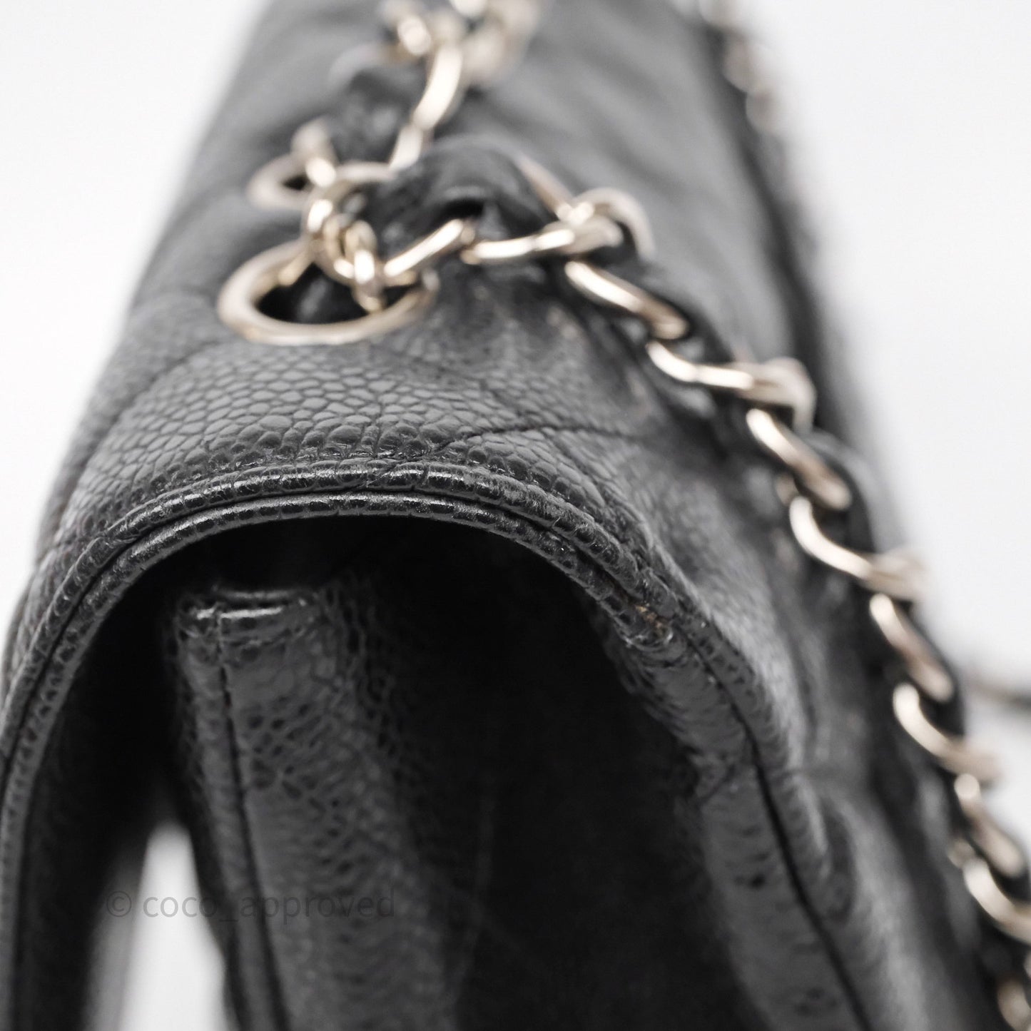 Chanel Jumbo Single Flap Black Caviar Silver Hardware