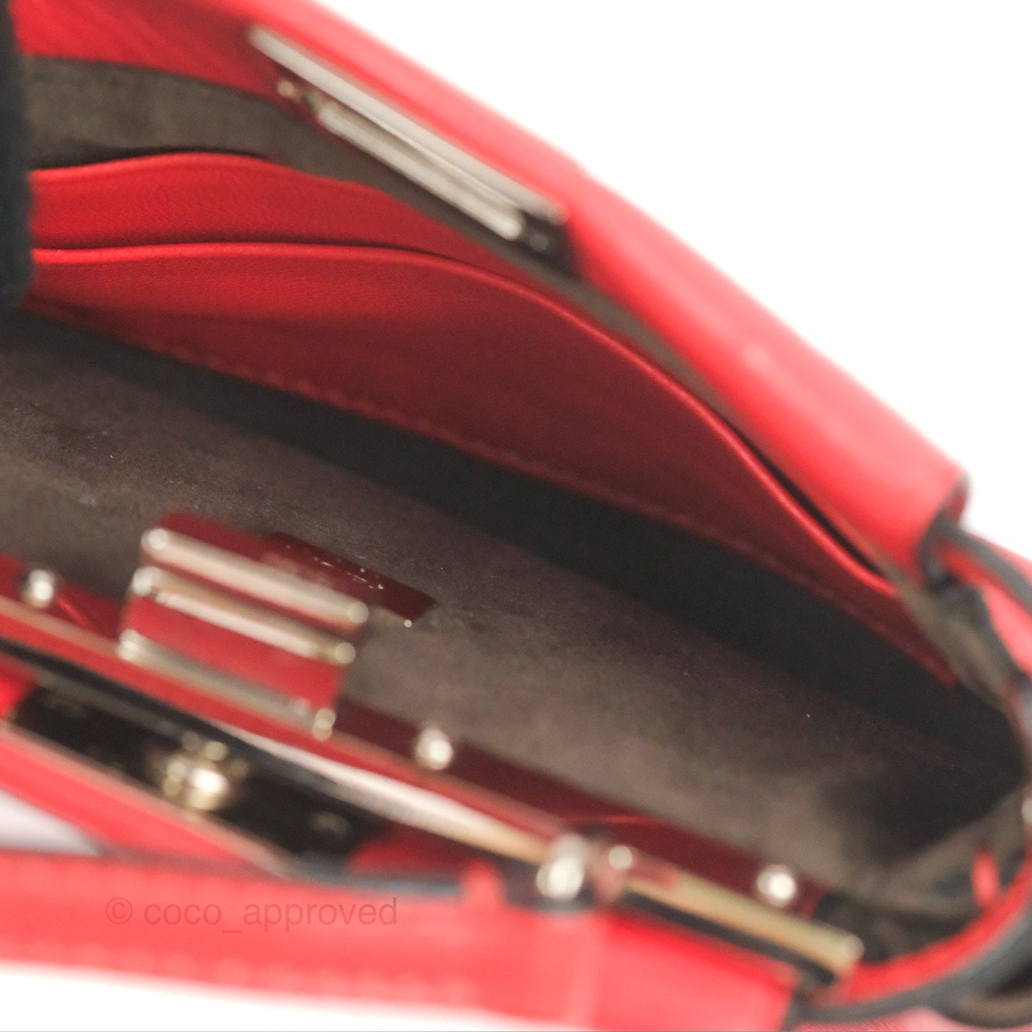 Fendi Micro Peekaboo Bag Red Calfskin Silver Hardware