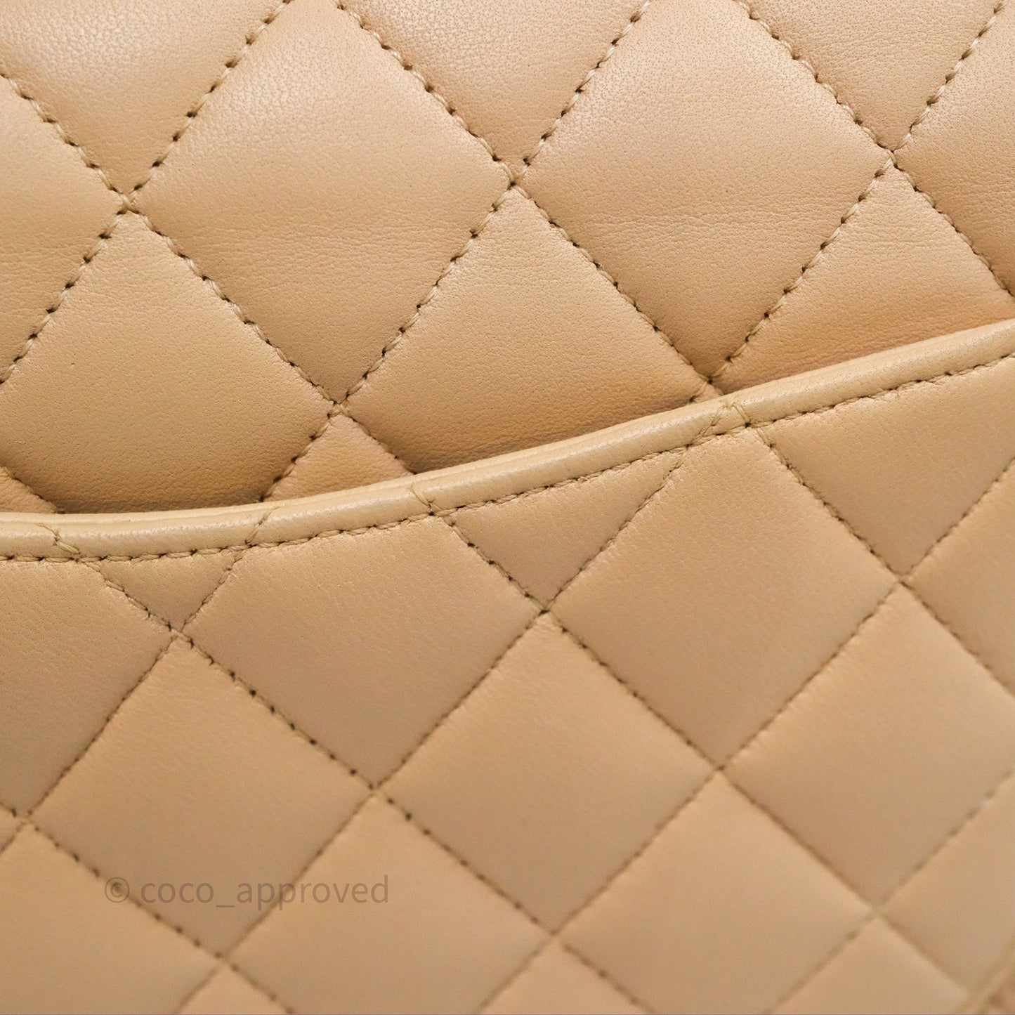 Chanel Classic M/L Medium Flap Quilted Beige Lambskin Silver Hardware