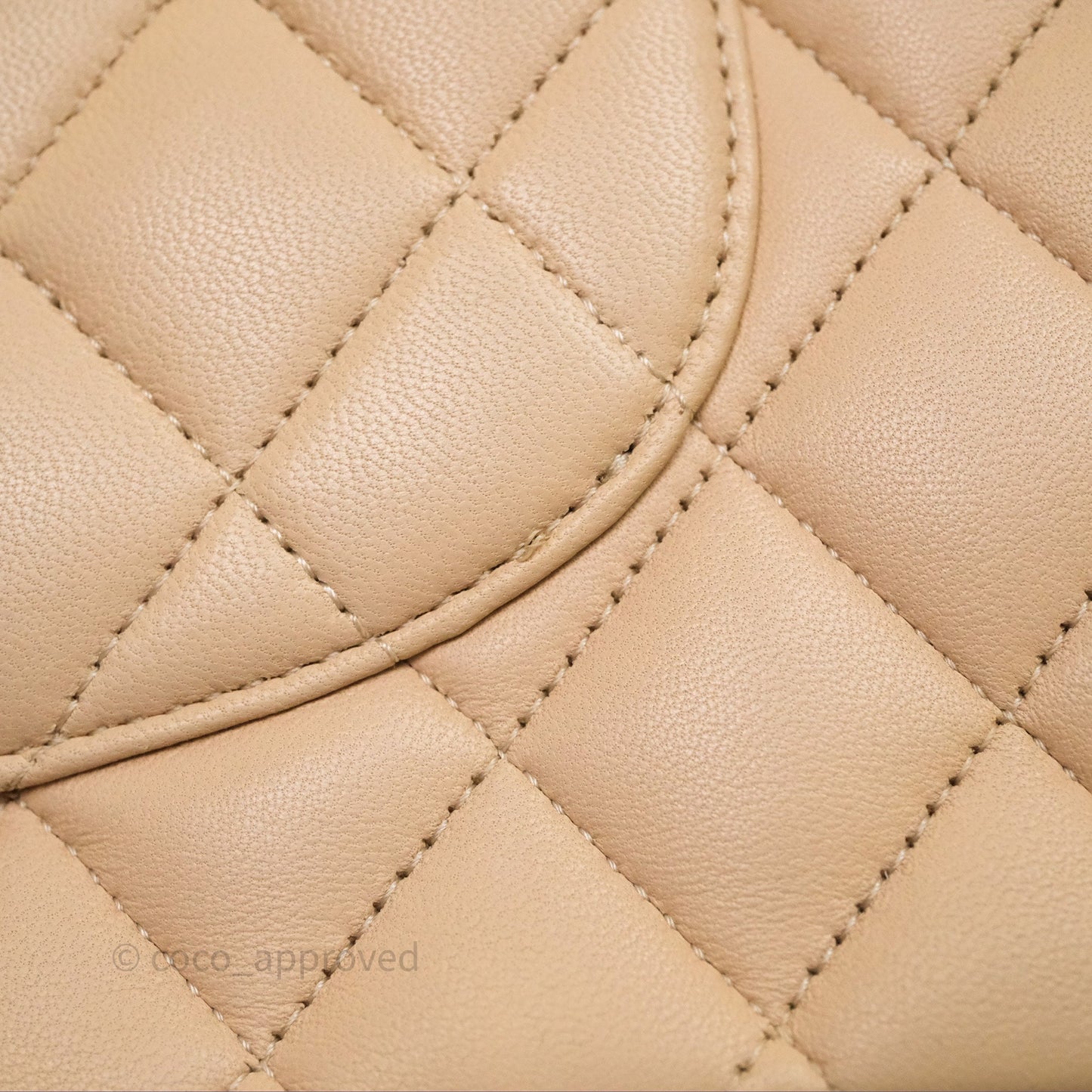 Chanel Classic M/L Medium Flap Quilted Beige Lambskin Silver Hardware